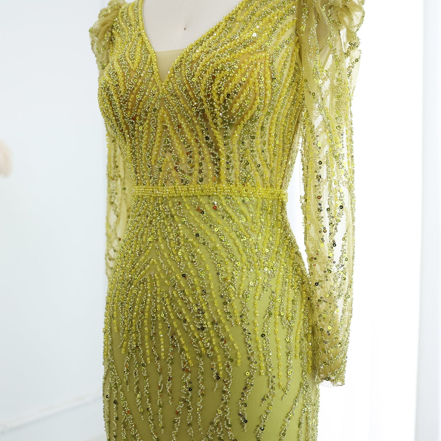 Elegant Long Sleeve Navy Blue Evening Dress SS099