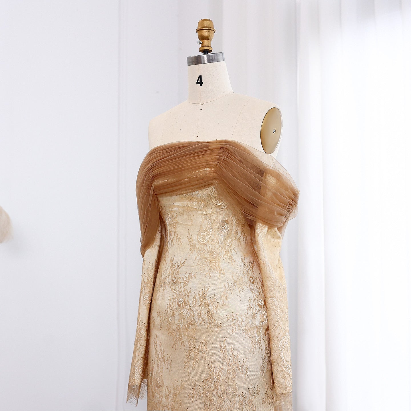 Elegant Green Off Shoulder Lace Evening Dress SF254