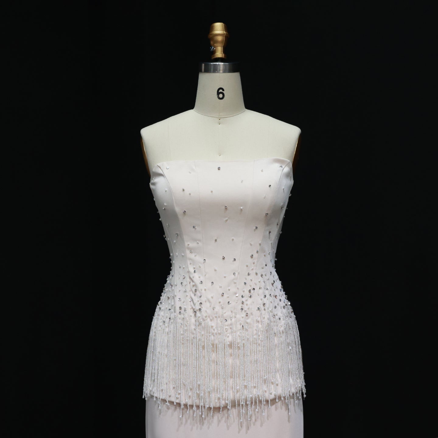 Elegant Beige Beaded Evening Dress with Two Pieces SS425