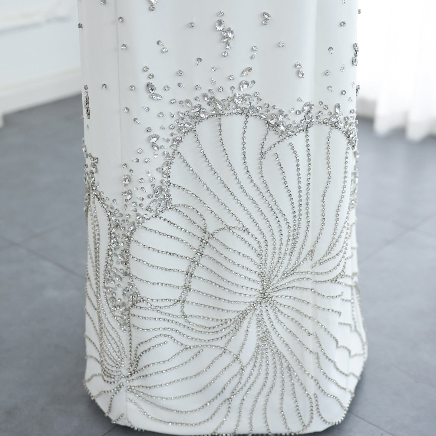 Luxury Crystal White Muslim Long Sleeves Evening Dress SS258