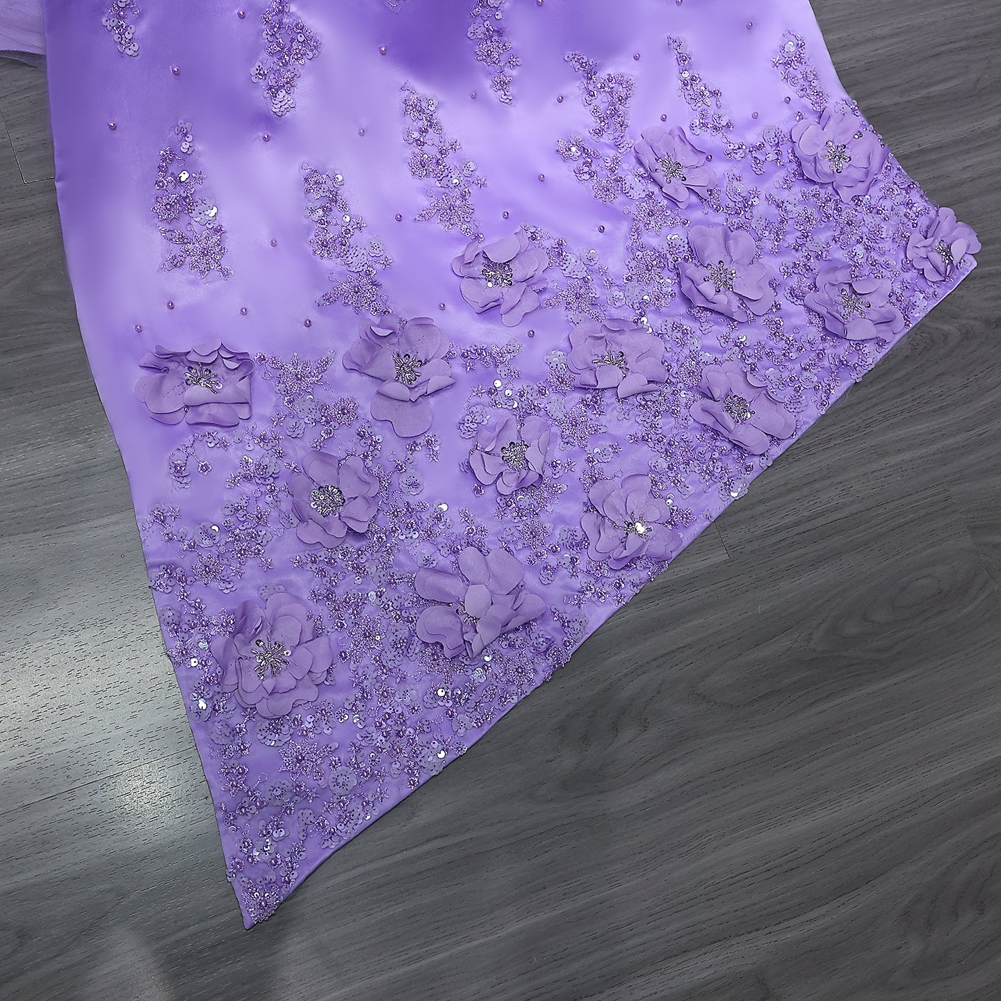 Elegant Crystal Lilac Mermaid Evening Dress with Overskirt SS555