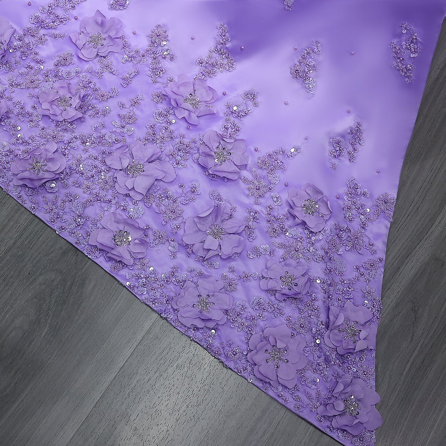 Elegant Crystal Lilac Mermaid Evening Dress with Overskirt SS555