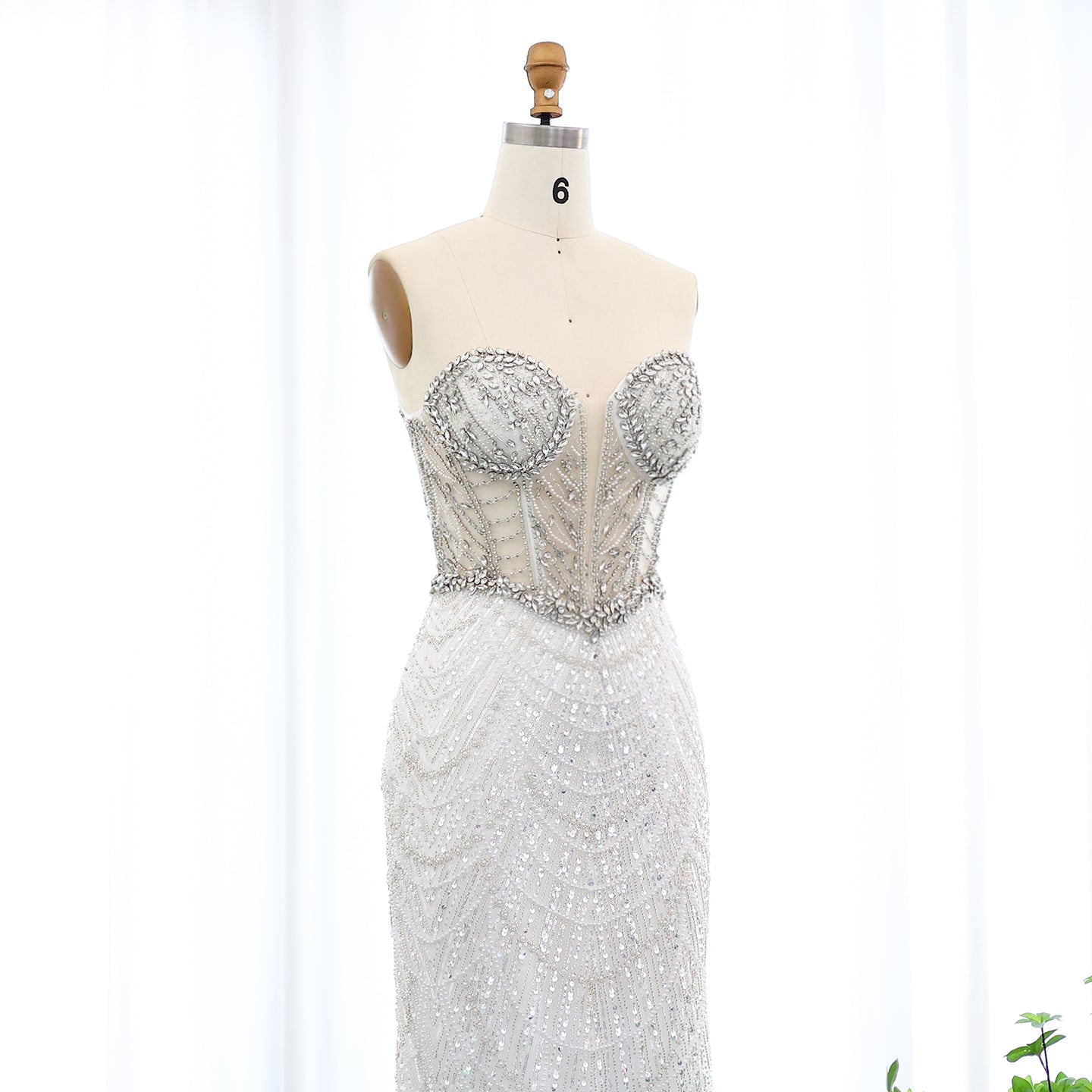 Luxury Crystal Nude Strapless Evening Dress SS619