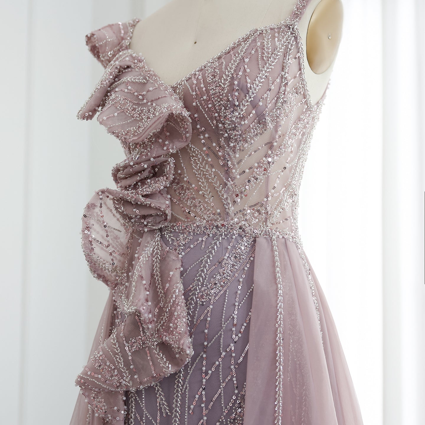 Elegant Spaghetti Blue Mermaid Evening Dress with Overskirt SS095