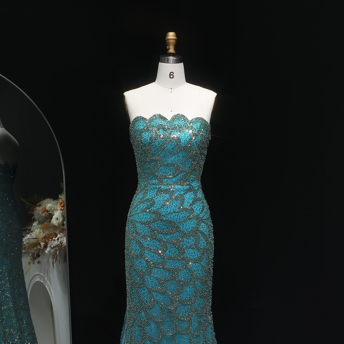 Elegant Emerald Green Strapless Evening Dress SS601