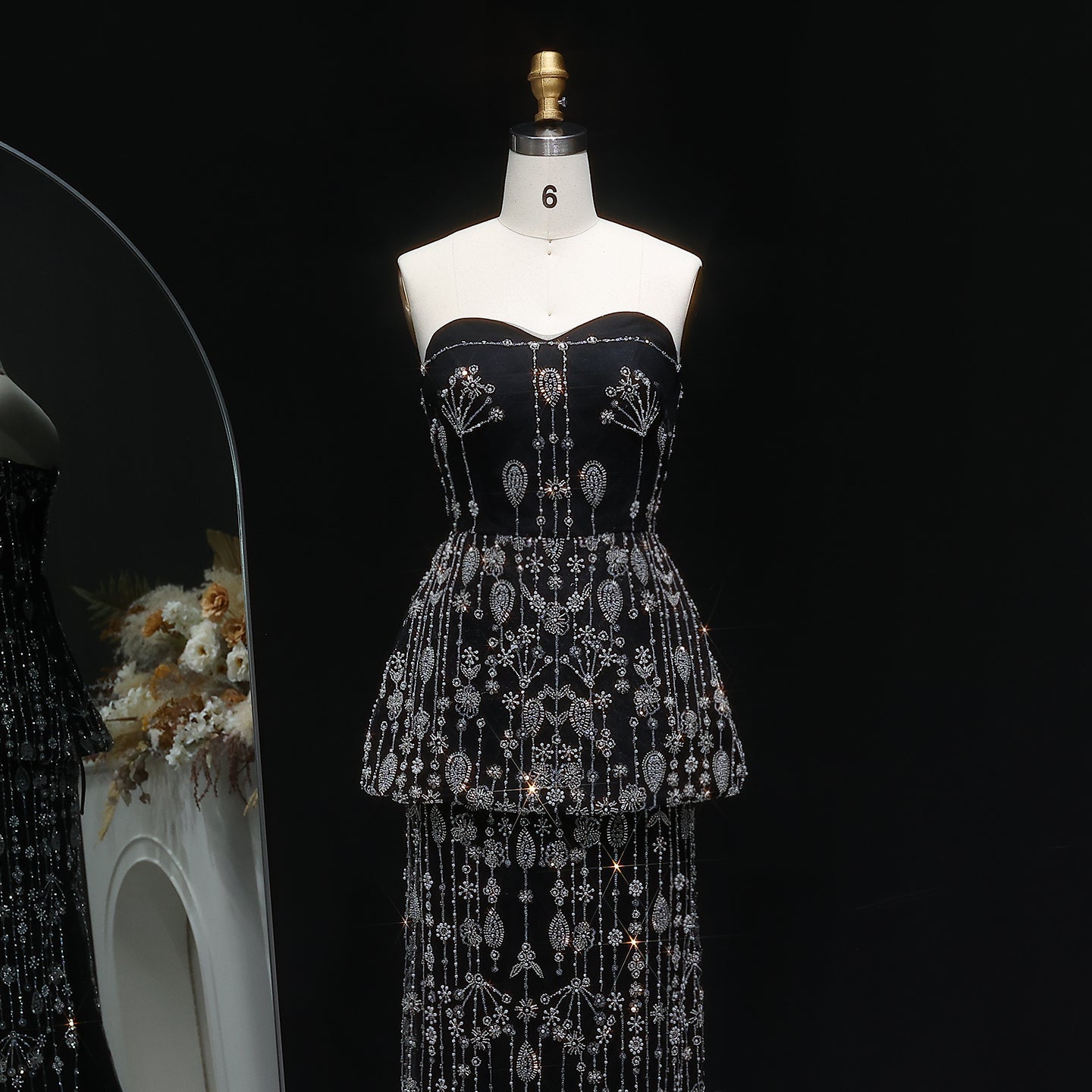 Chic Black Two Pieces Evening Dress for Women Wedding Party SS635