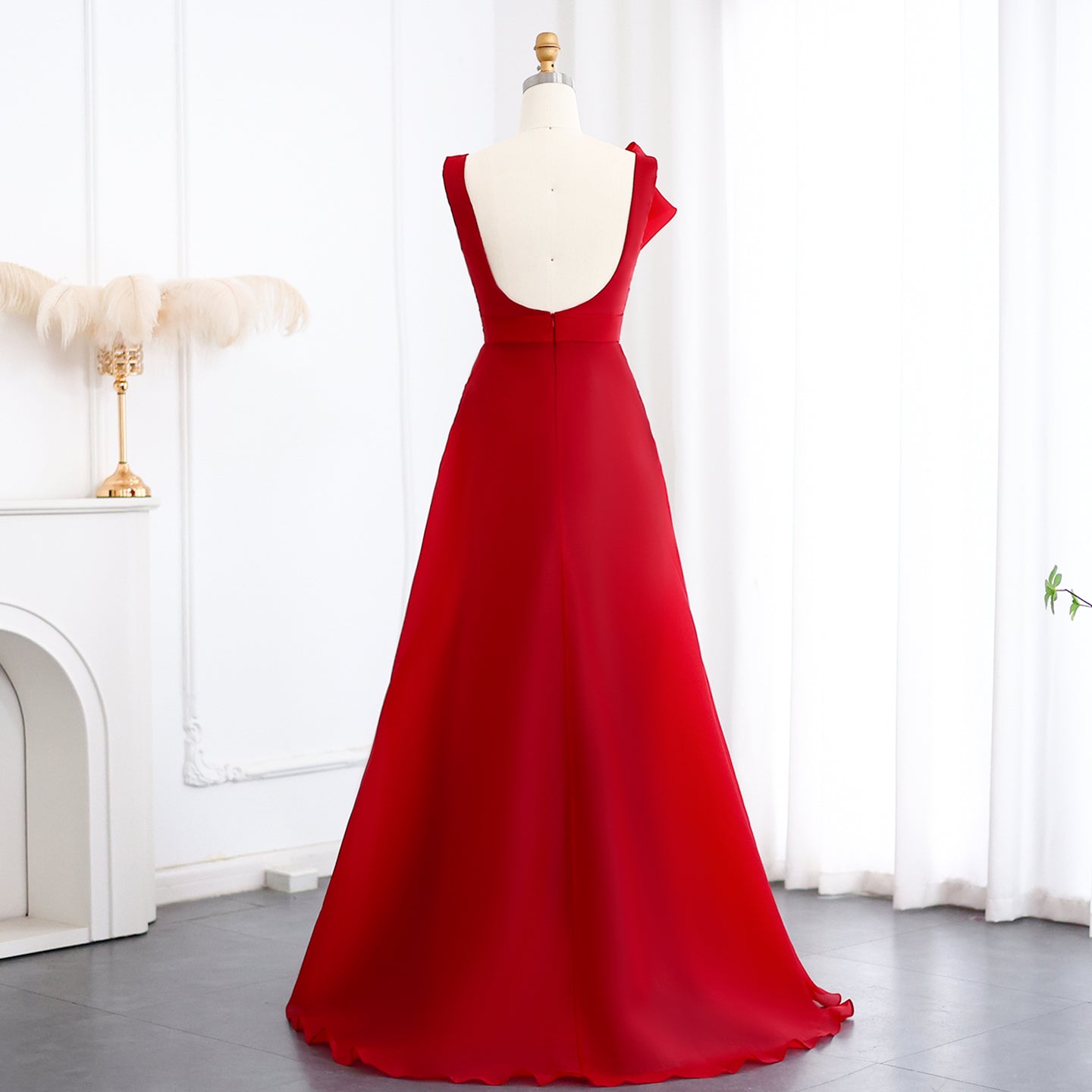 Elegant Burgundy A-Line Evening Dress SF083