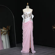 Elegant Pink 3D Flowers Strapless Evening Dresses SS259  Pink / US 16