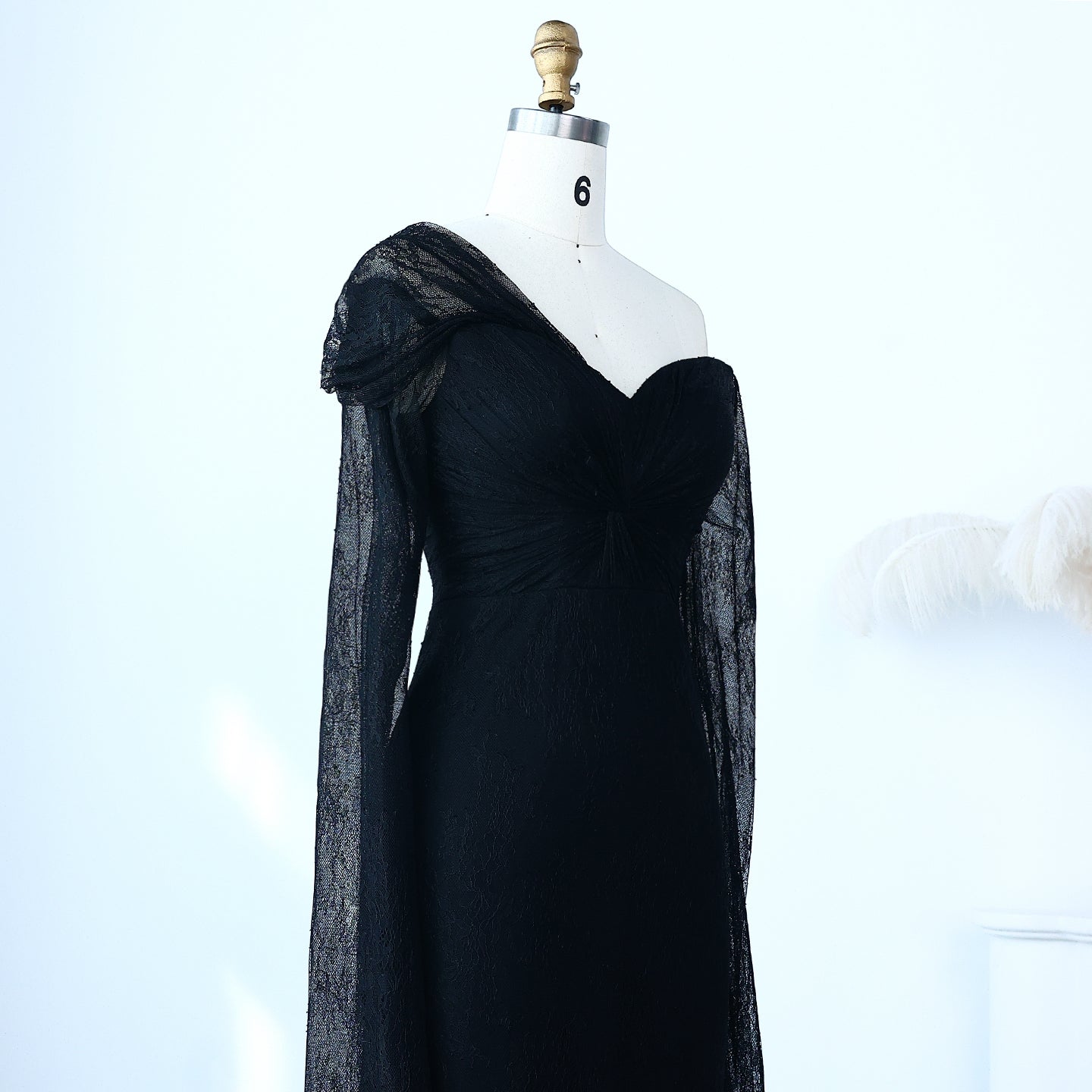 Purple Lace Mermaid Evening Dress with Cape Sleeves SF055