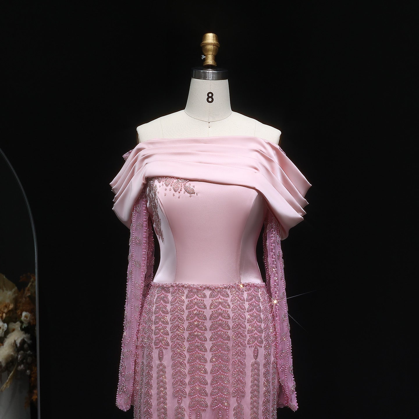 Elegant Off Shoulder Long Sleeves Evening Dress SS695