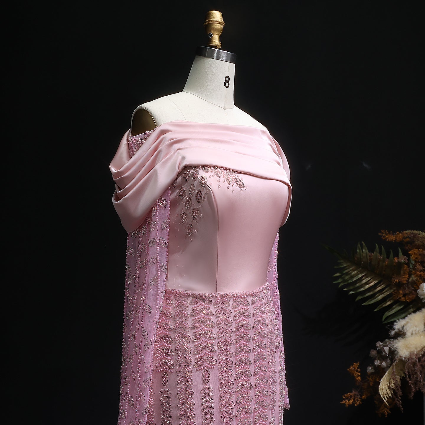 Elegant Off Shoulder Long Sleeves Evening Dress SS695