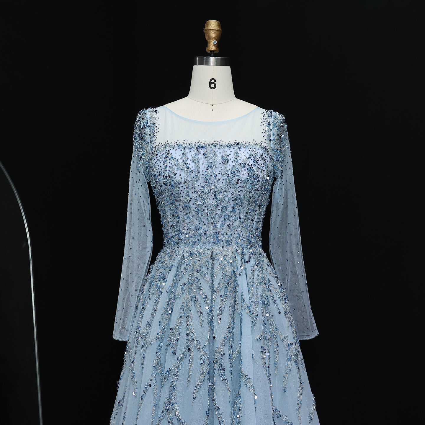 Luxury Beaded Pink Long Sleeves Evening Dress SS453