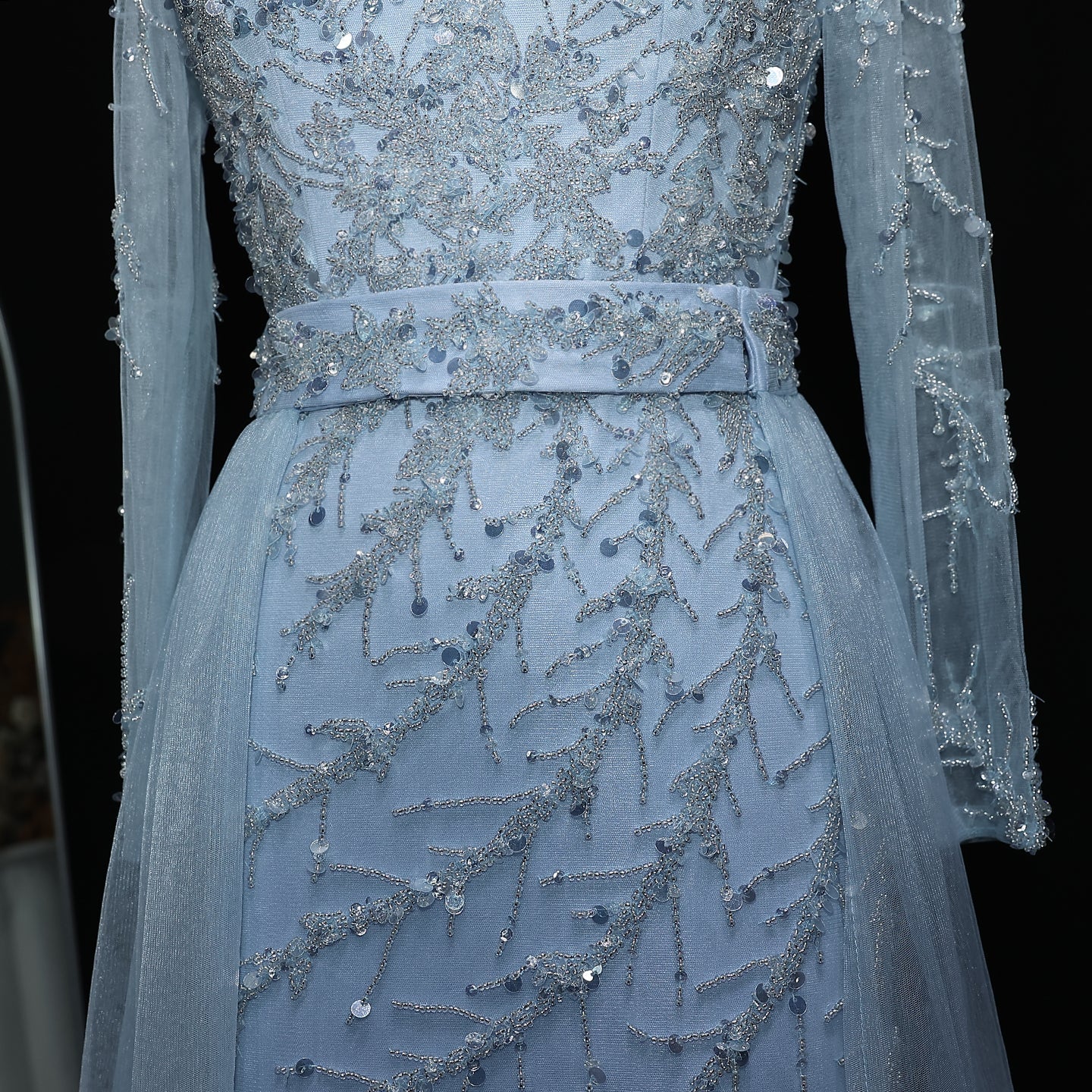 Luxury Beaded Orange Evening Dress with Overskirt SS222