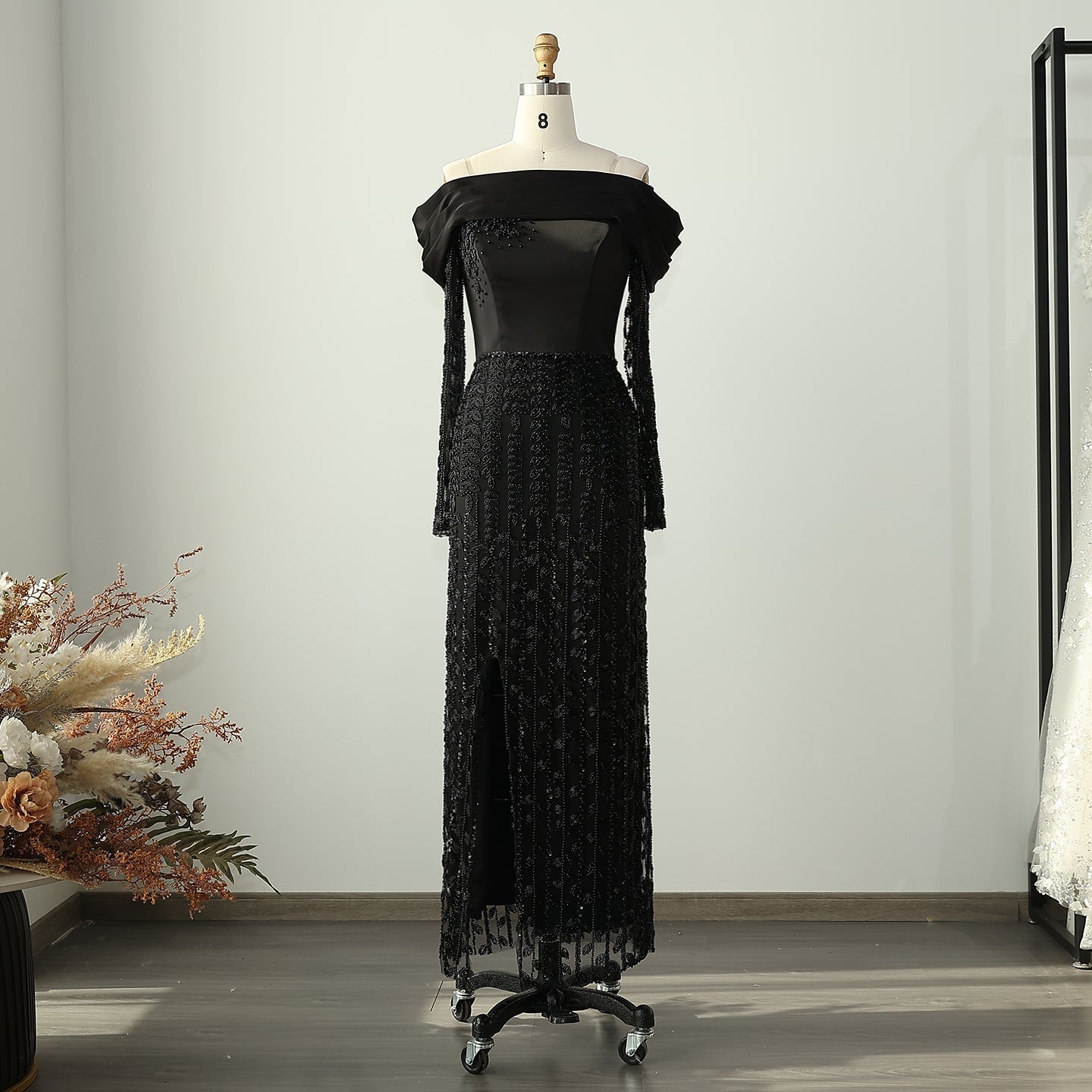 Elegant Off Shoulder Long Sleeves Evening Dress SS695