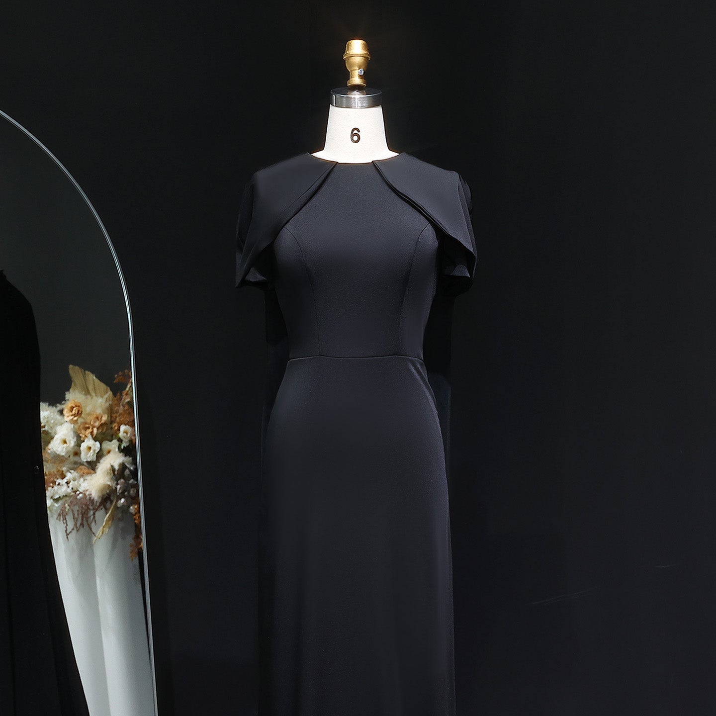 Simple Lilac Straight Evening Dress with Cape SF033