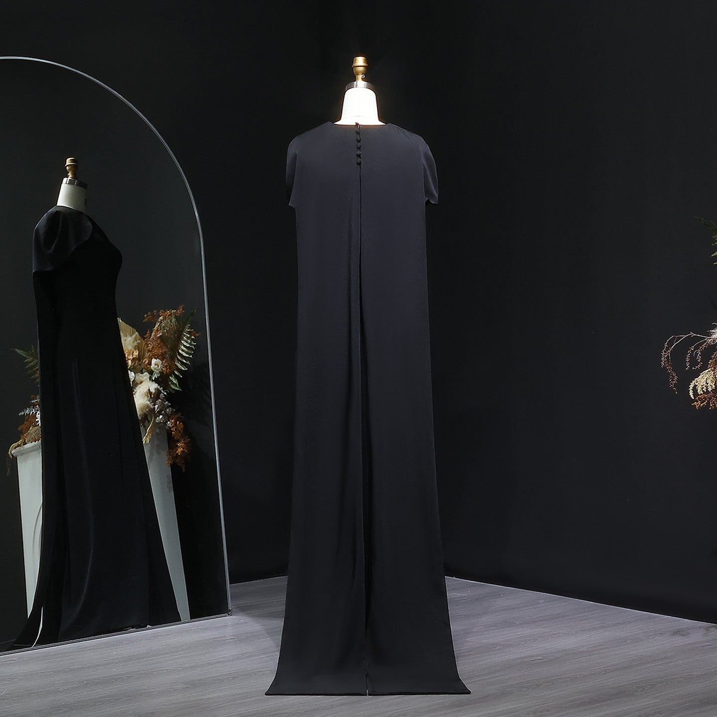 Simple Lilac Straight Evening Dress with Cape SF033