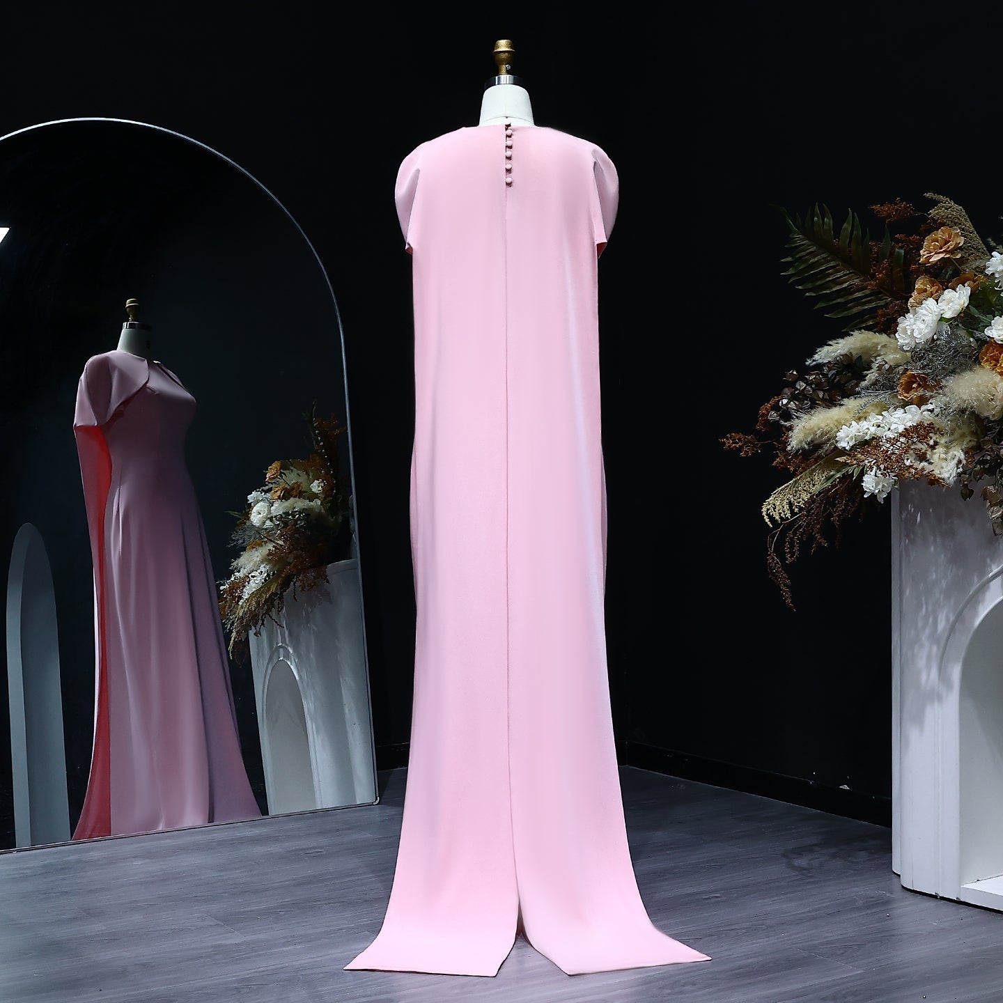 Simple Lilac Straight Evening Dress with Cape SF033