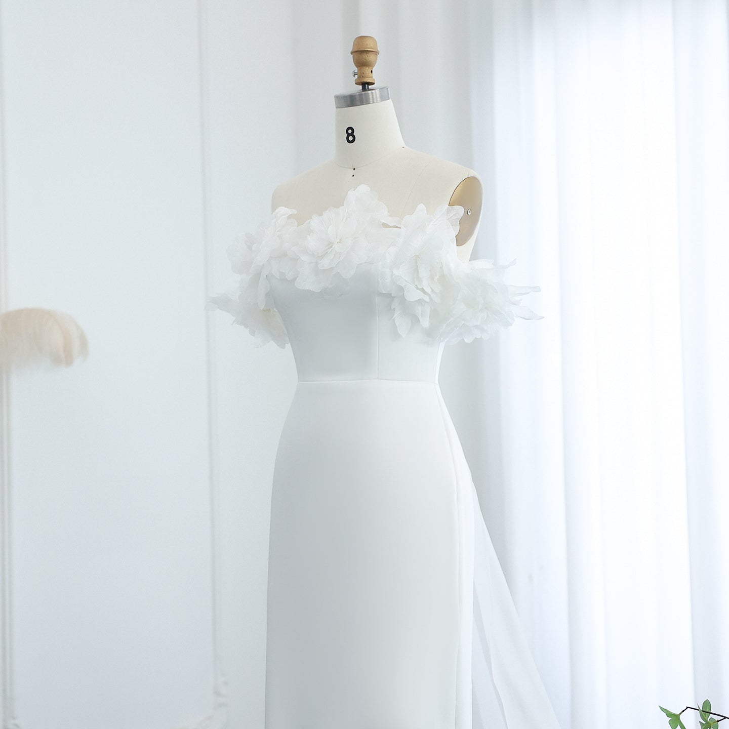 Elegant 3D Flowers Light Yellow Evening Dress with Overskirt SF013