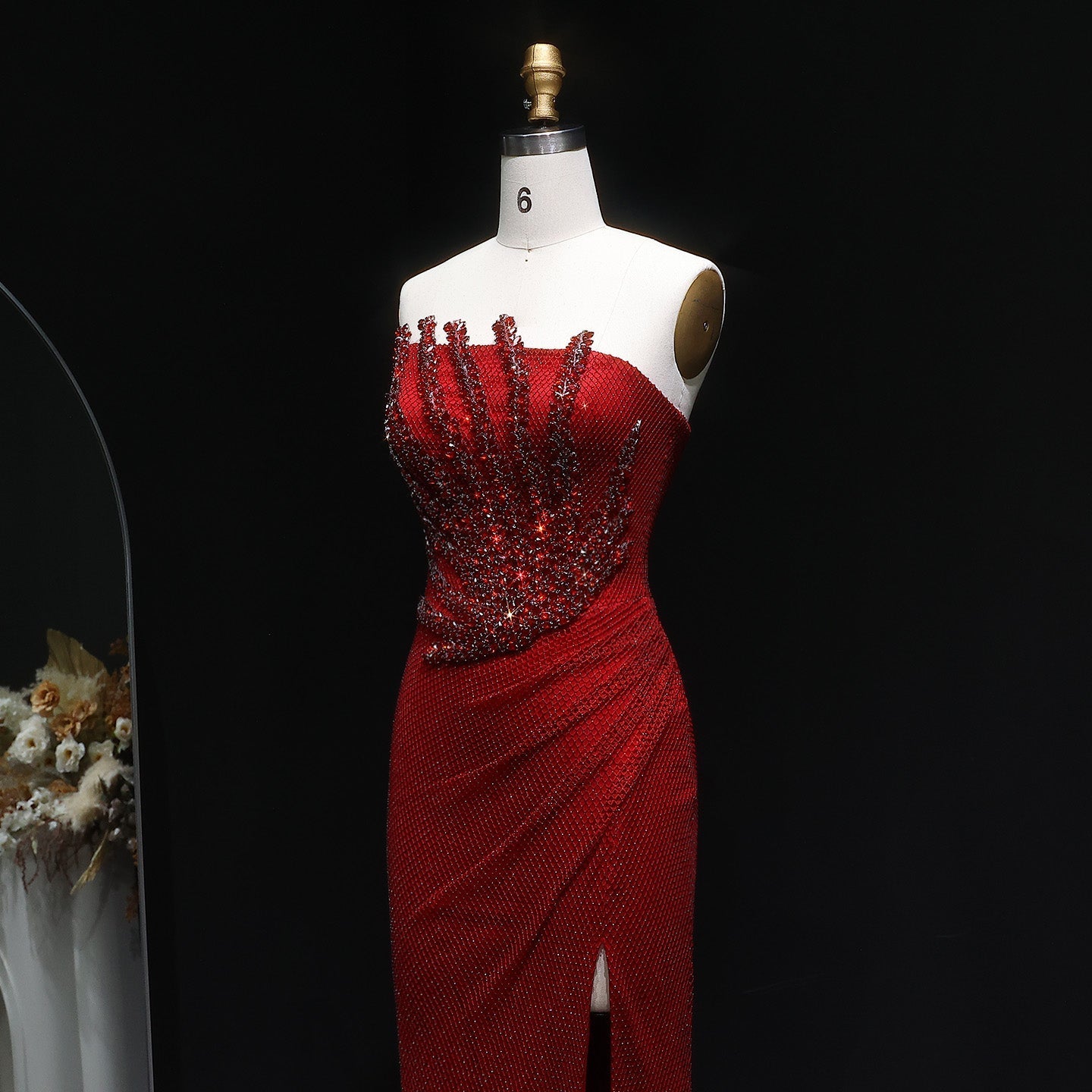 Sparkly Crystal Caramel Strapless Evening Dress SS528