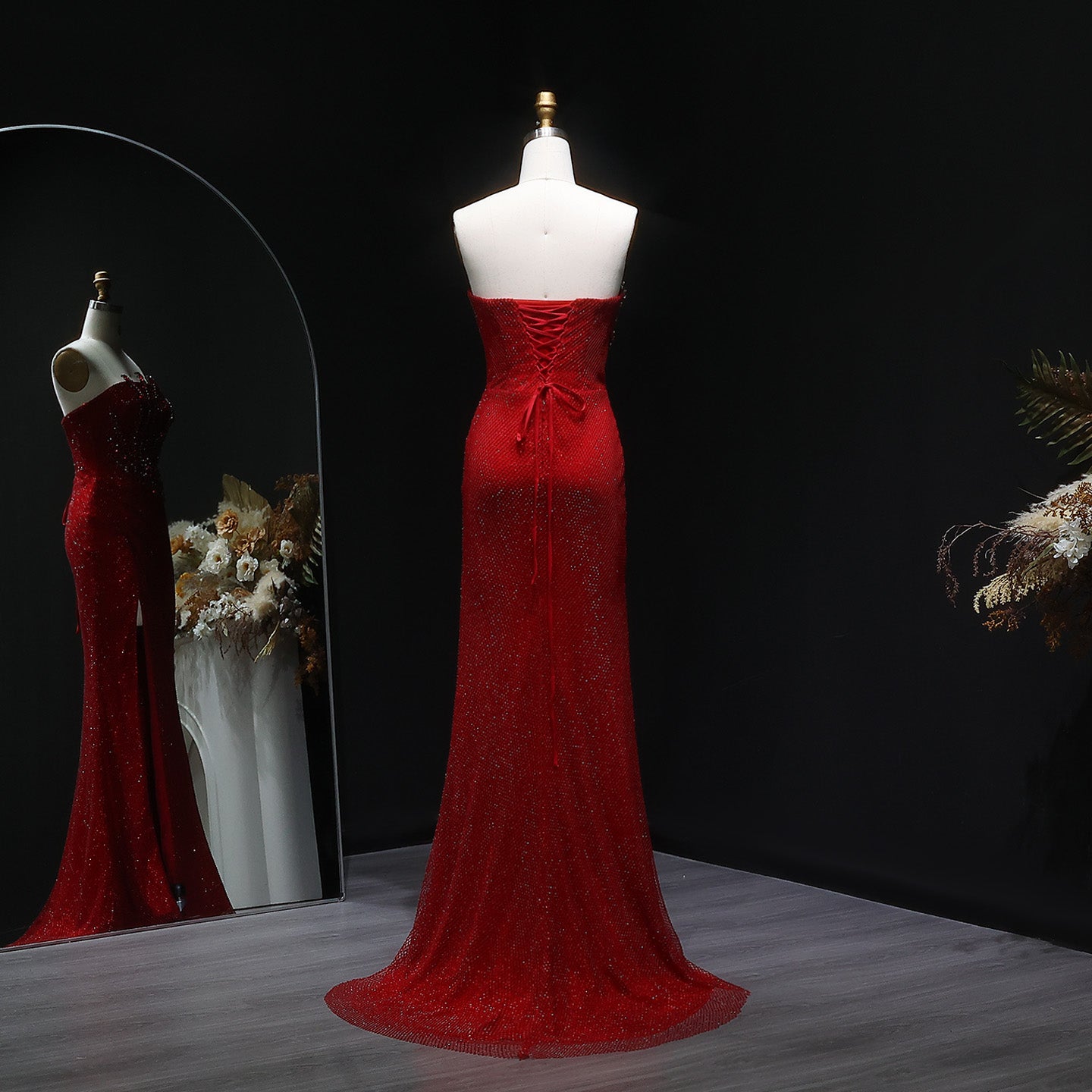 Sparkly Crystal Caramel Strapless Evening Dress SS528