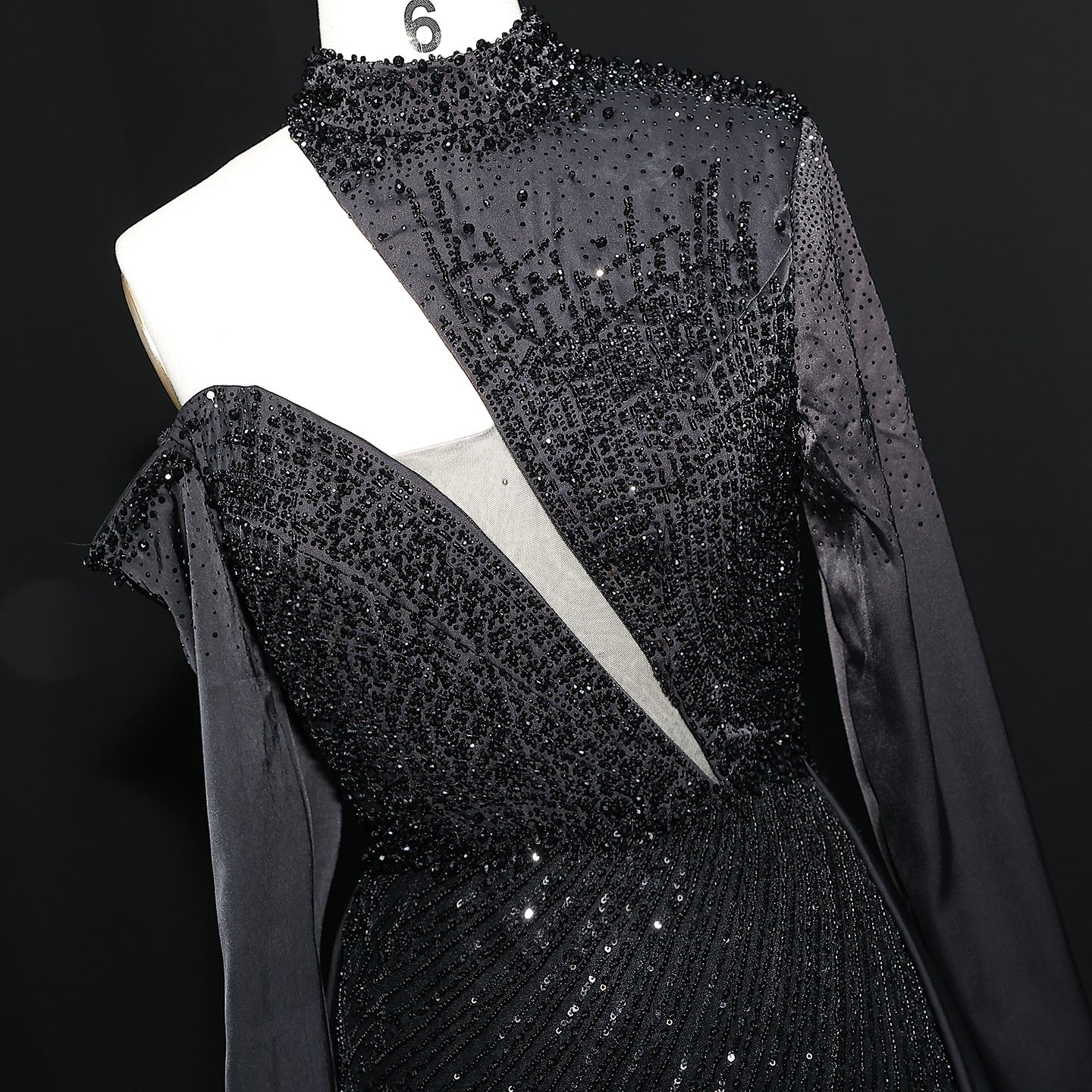 Luxury Red Long Sleeves Evening Dress with Overskirt SS019