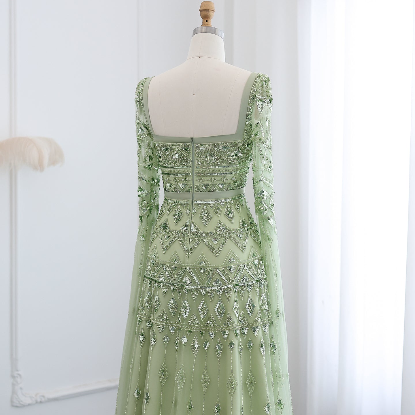 Luxury Wine Red Evening Dress with Cape Sleeves SS461