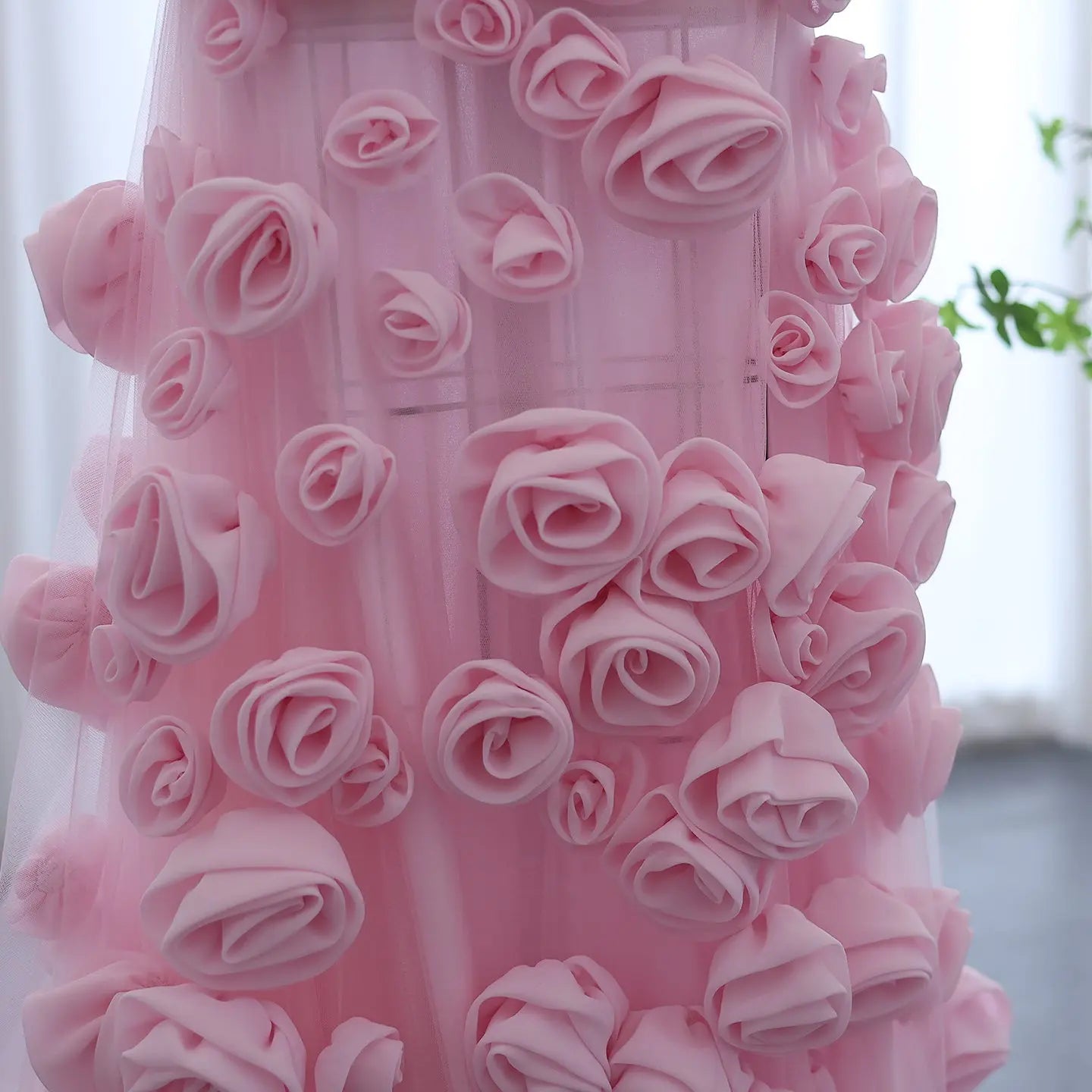 Chic Pink 3D Flowers Strapless Mermaid Evening Dress Side Slit SS207 Sharon Said