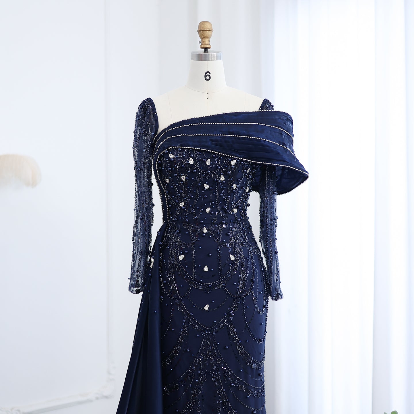 Luxury Nude Crystal Evening Dress with Overskirt SS256