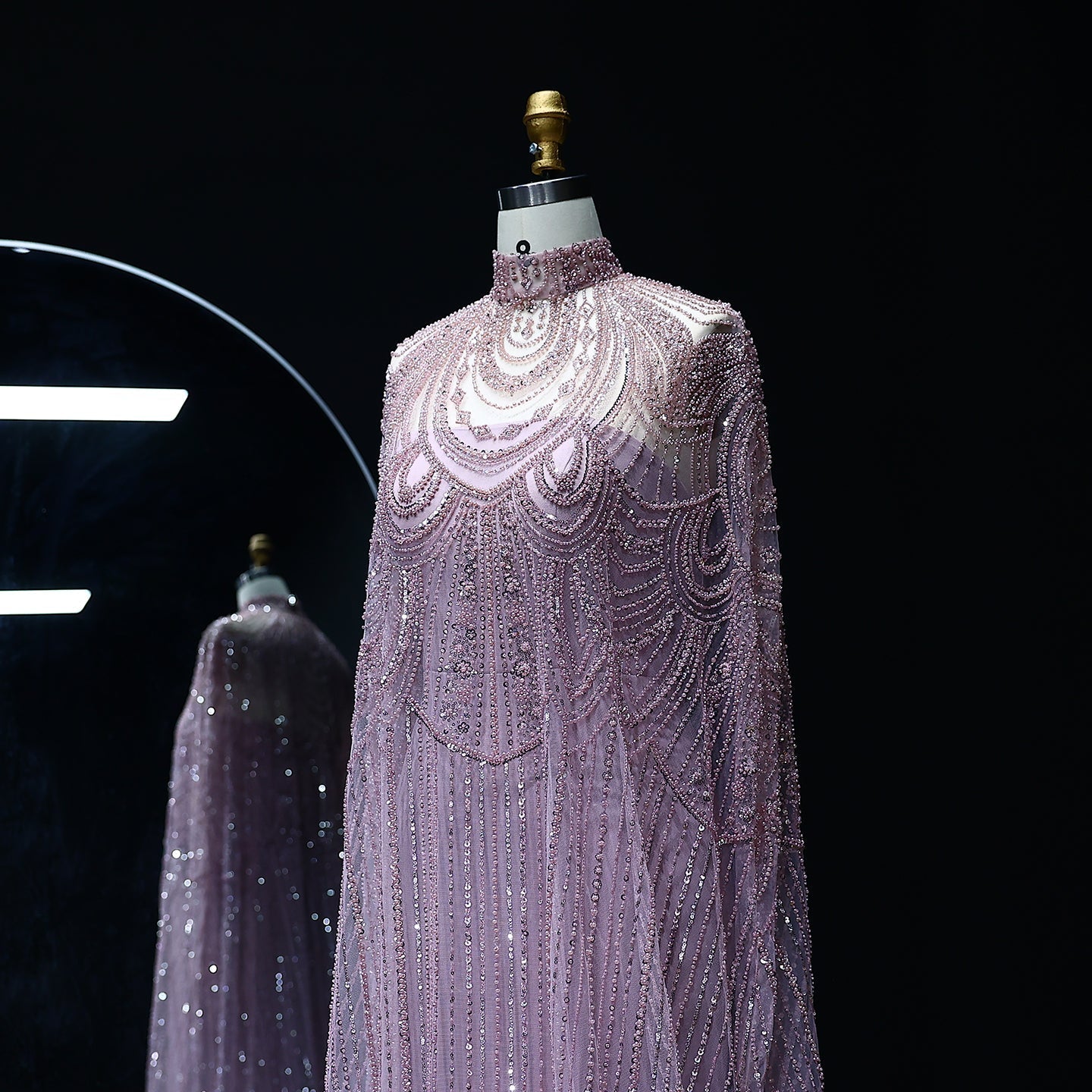 Luxury Nude Beaded High Neck 2 pieces Evening Dress SS780