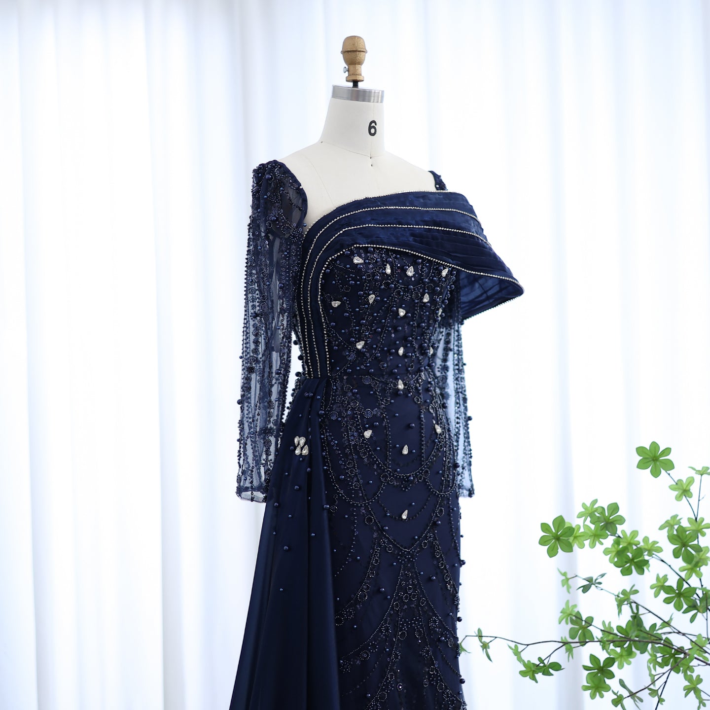 Luxury Nude Crystal Evening Dress with Overskirt SS256