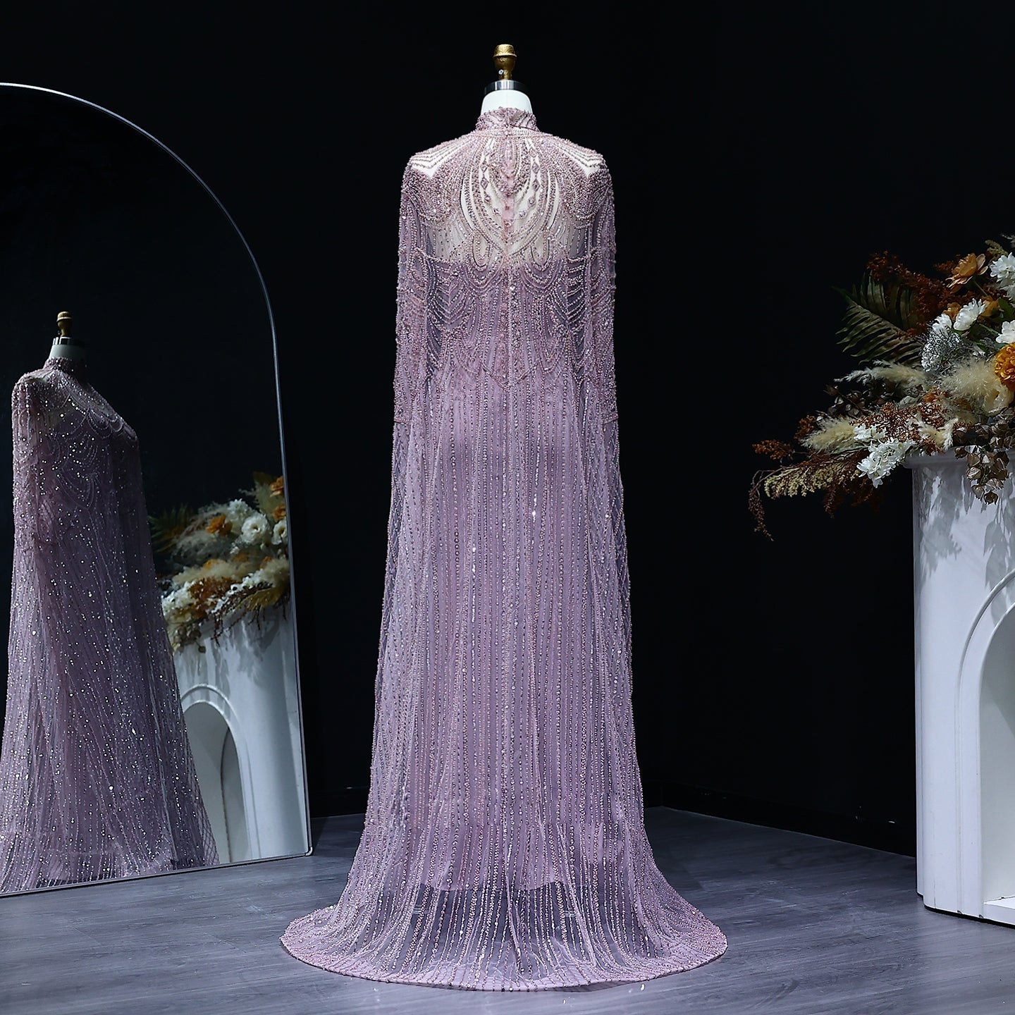 Luxury Nude Beaded High Neck 2 pieces Evening Dress SS780