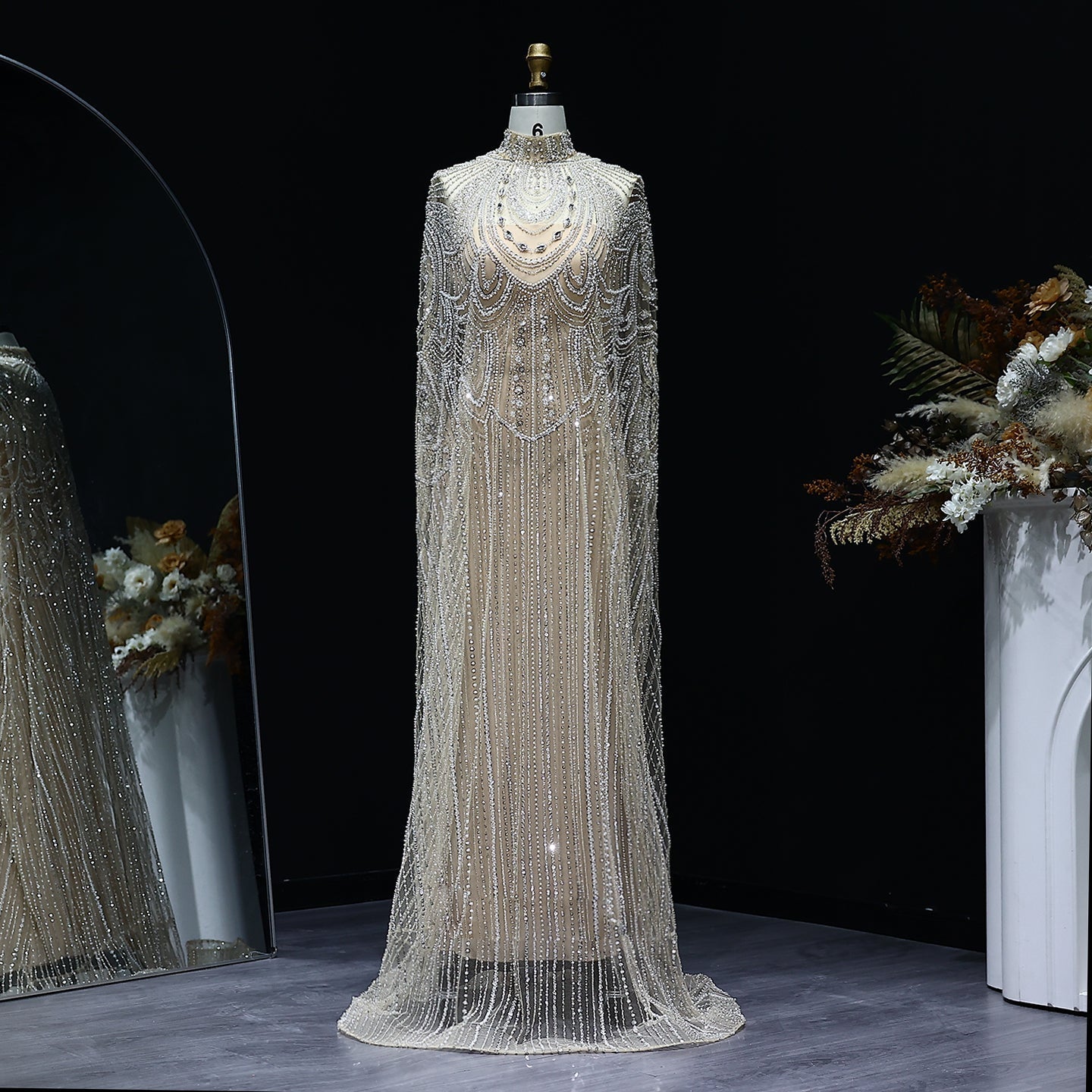 Luxury Nude Beaded High Neck 2 pieces Evening Dress SS780  Champagne / US 20