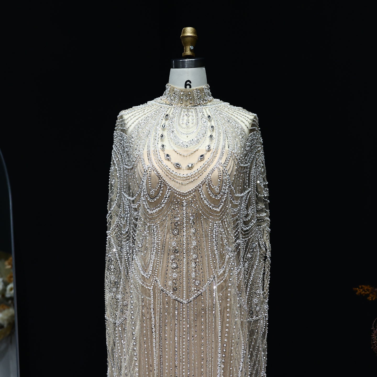 Luxury Nude Beaded High Neck 2 pieces Evening Dress SS780