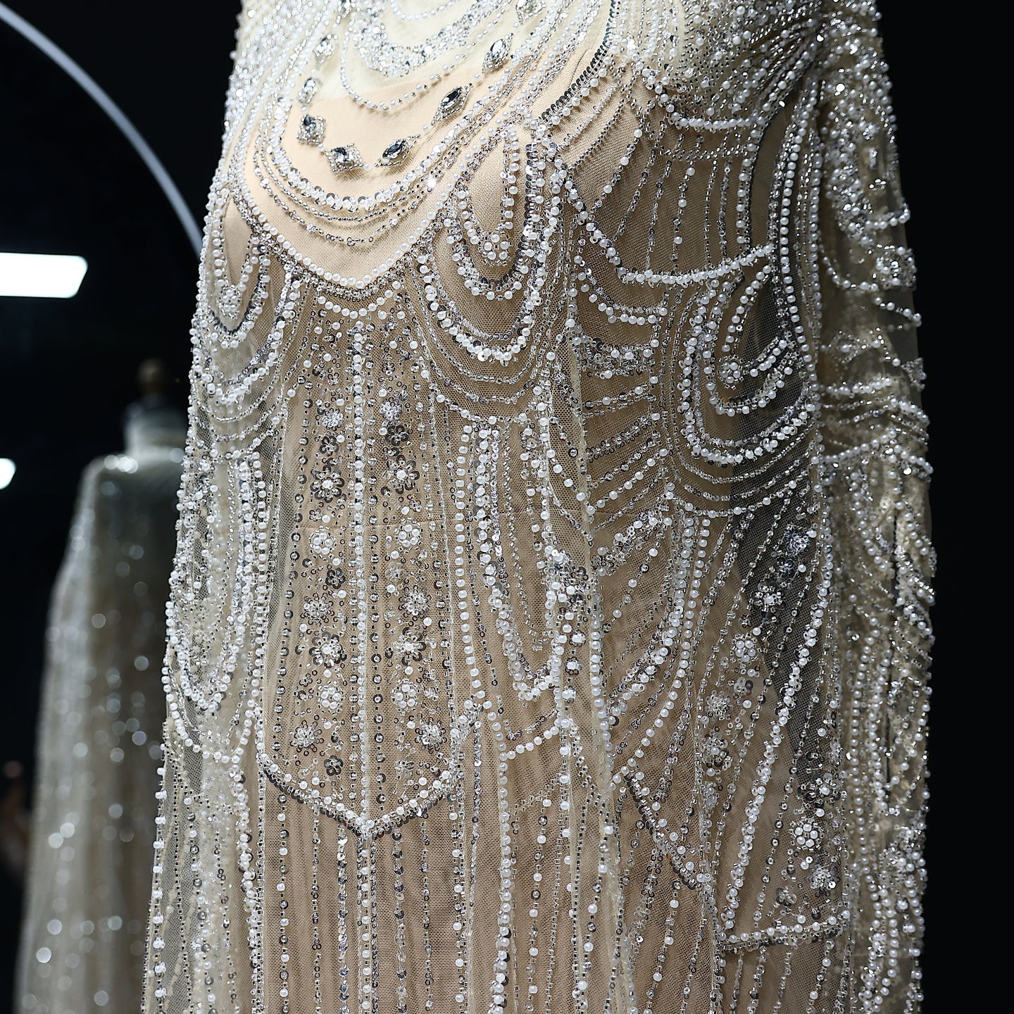 Luxury Nude Beaded High Neck 2 pieces Evening Dress SS780