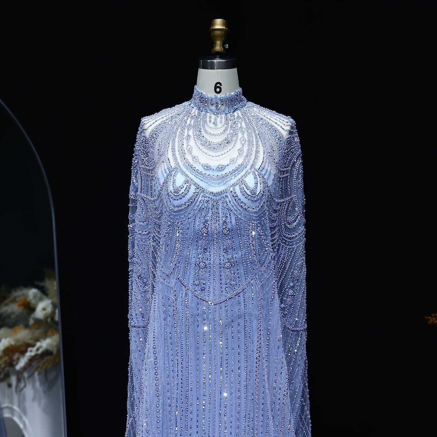 Luxury Nude Beaded High Neck 2 pieces Evening Dress SS780