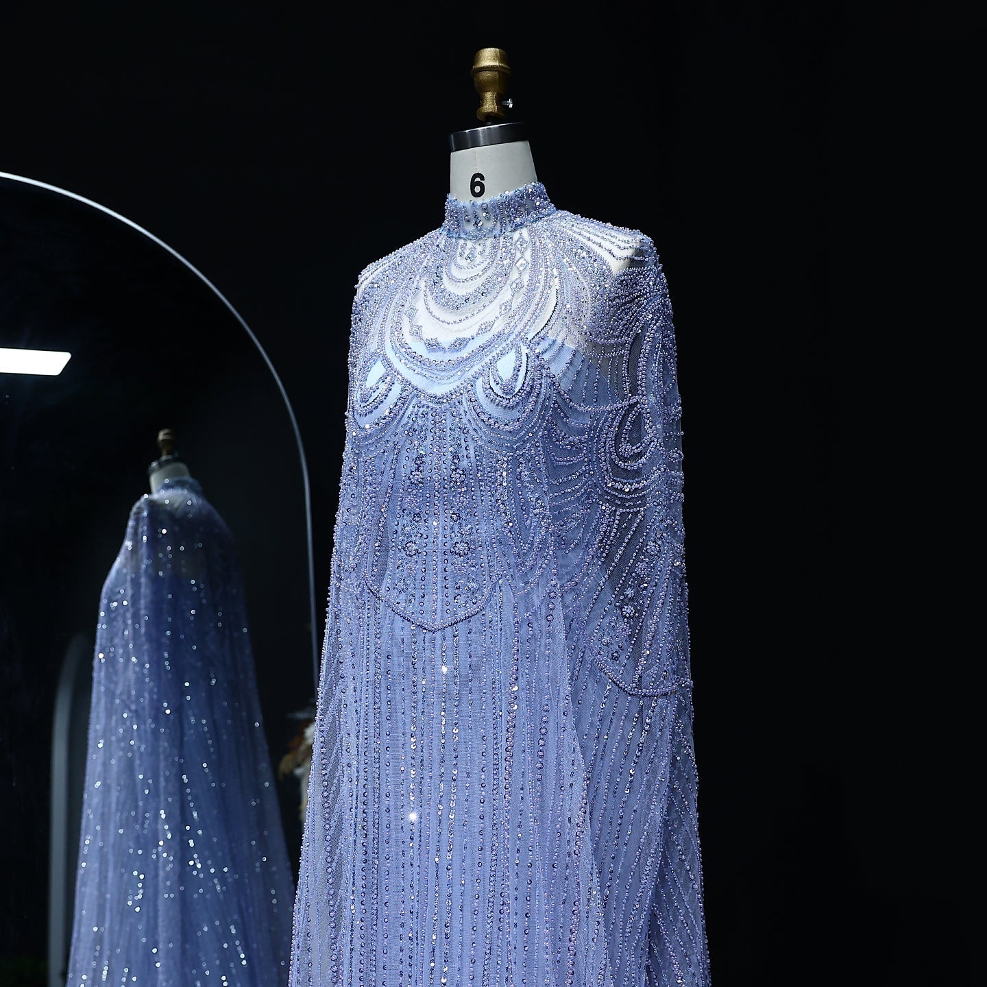 Luxury Nude Beaded High Neck 2 pieces Evening Dress SS780