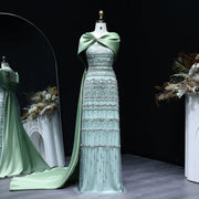 Luxury Sage Green Evening Dress with Cape SS238B  Sage Green / US 20