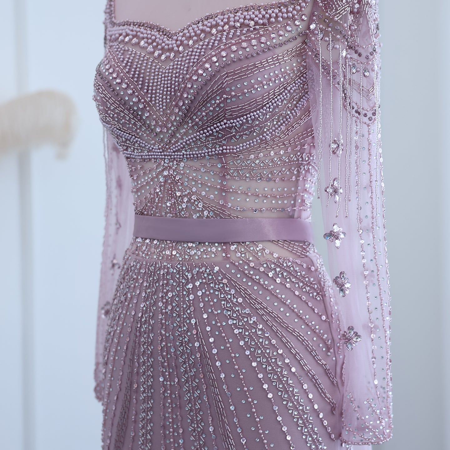 Luxury Champagne Evening Dress with Detachable Overskirt SS265