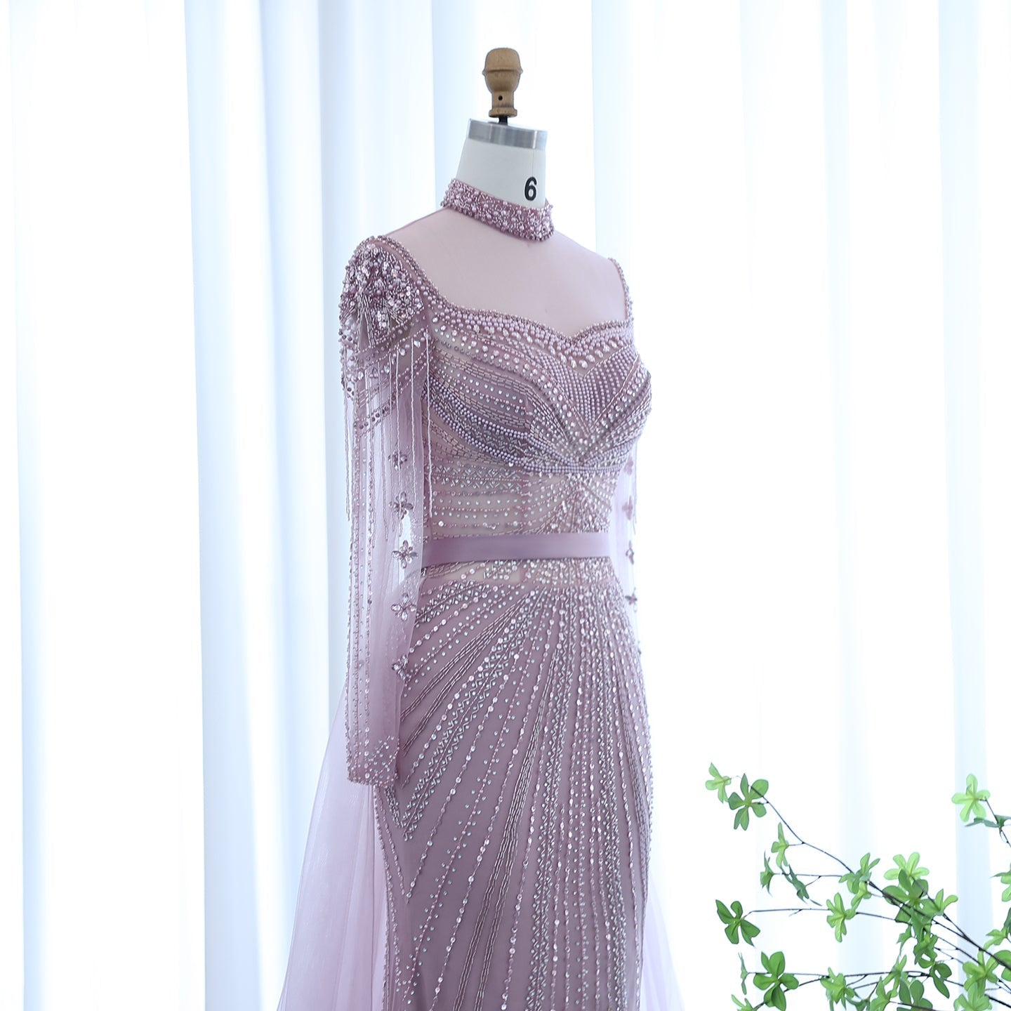 Luxury Champagne Evening Dress with Detachable Overskirt SS265