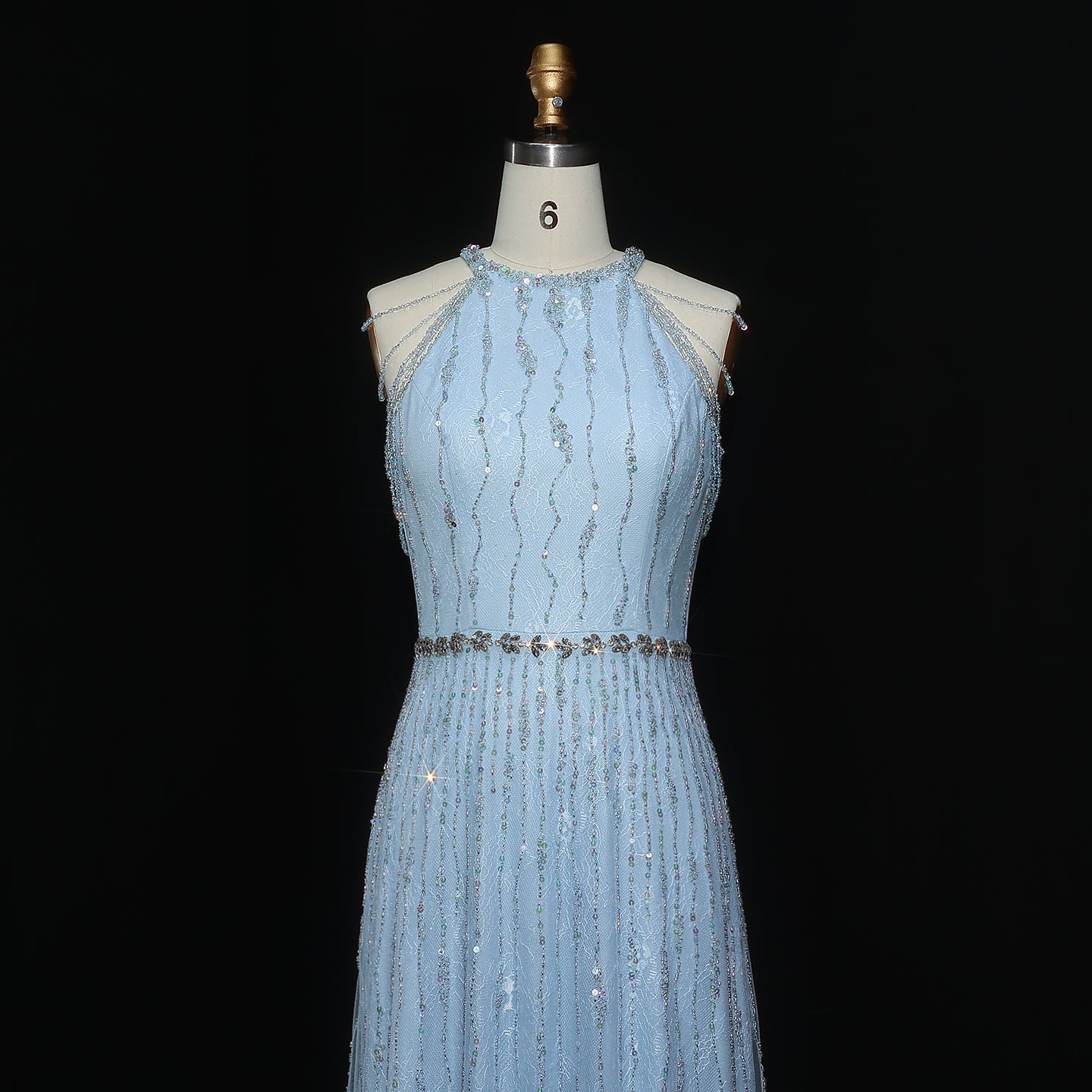 Luxury Feathers Lace Cream Evening Dress SS595