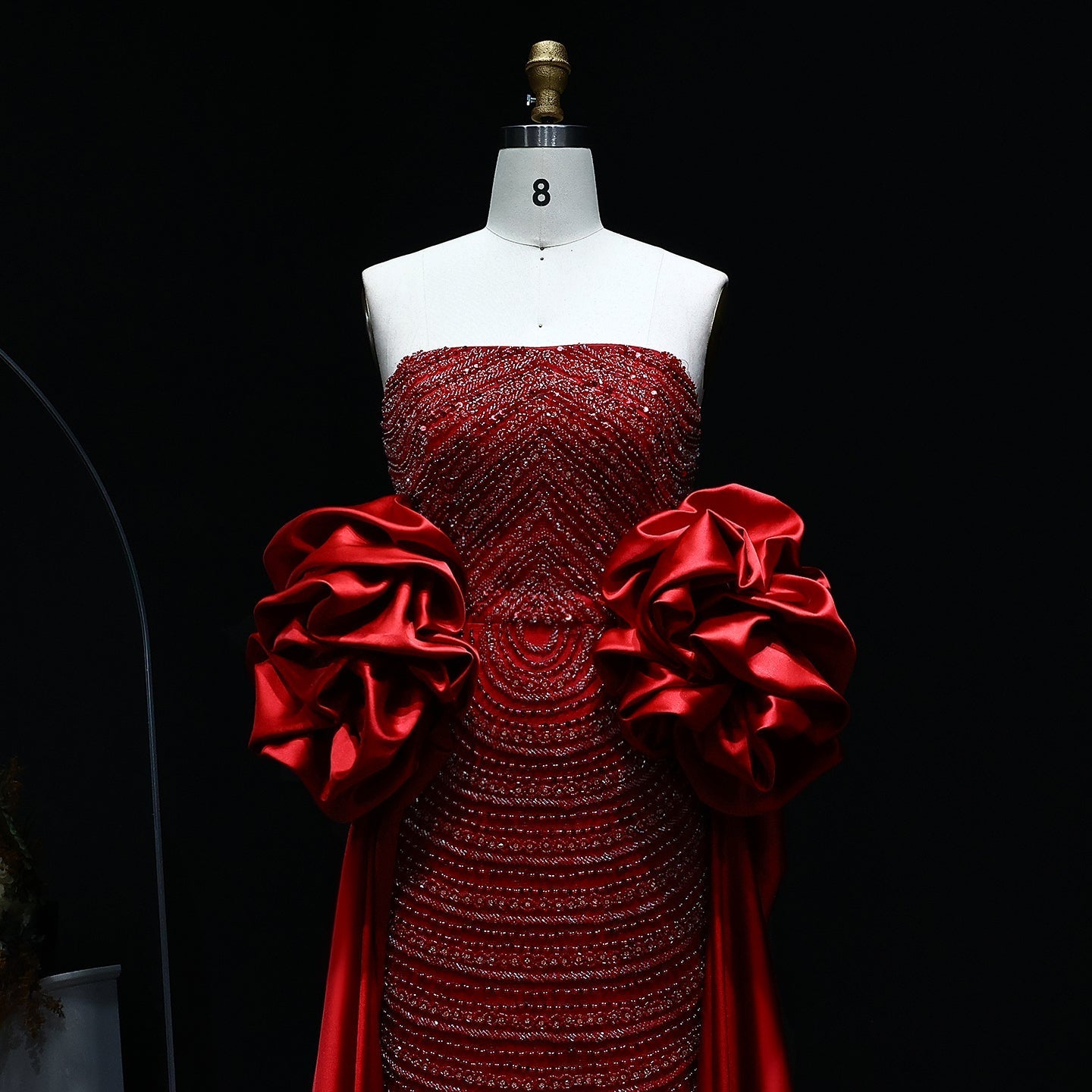 Luxury Beaded Dusty Pink Strapless Evening Dress with Cape SS492