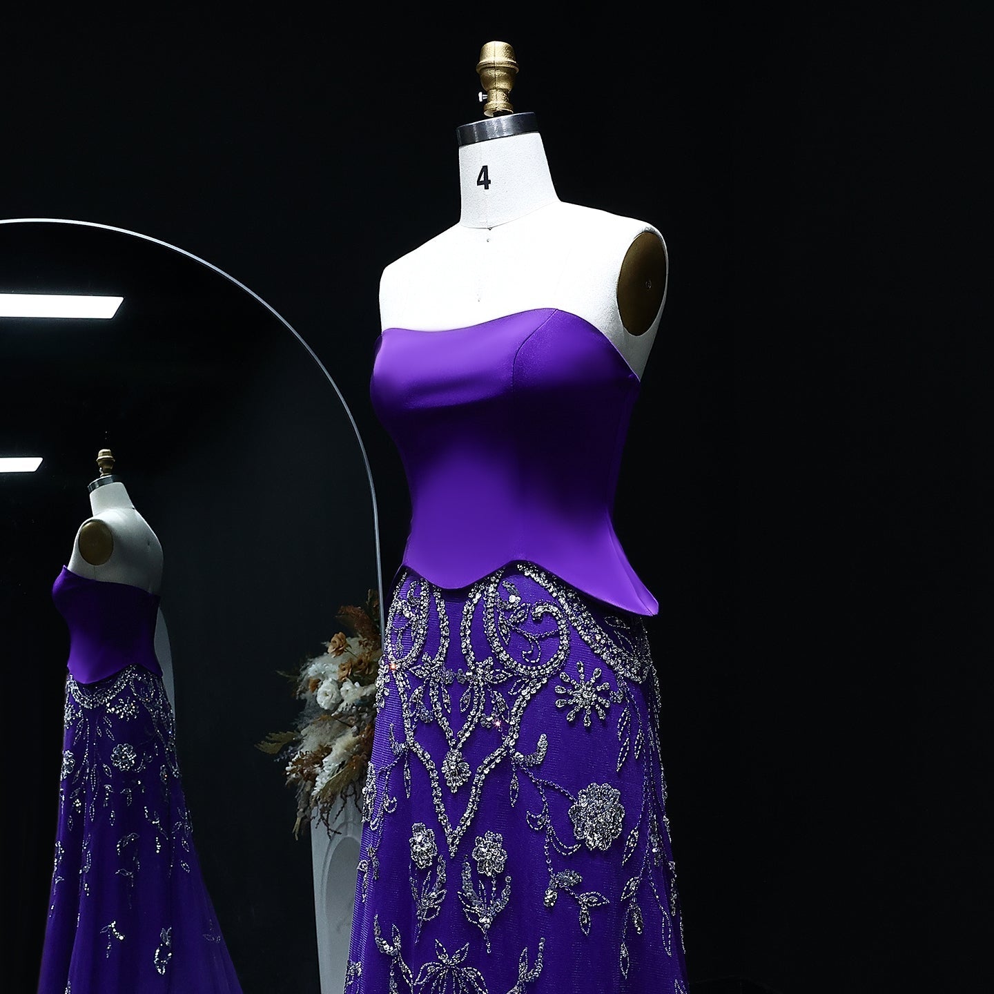 Luxury Sage Green Strapless Evening Dress SS254