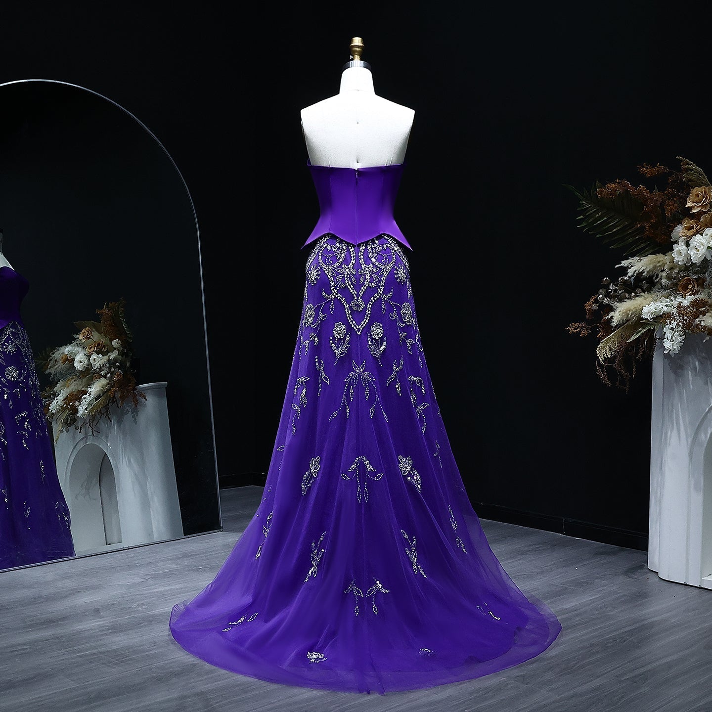 Luxury Sage Green Strapless Evening Dress SS254