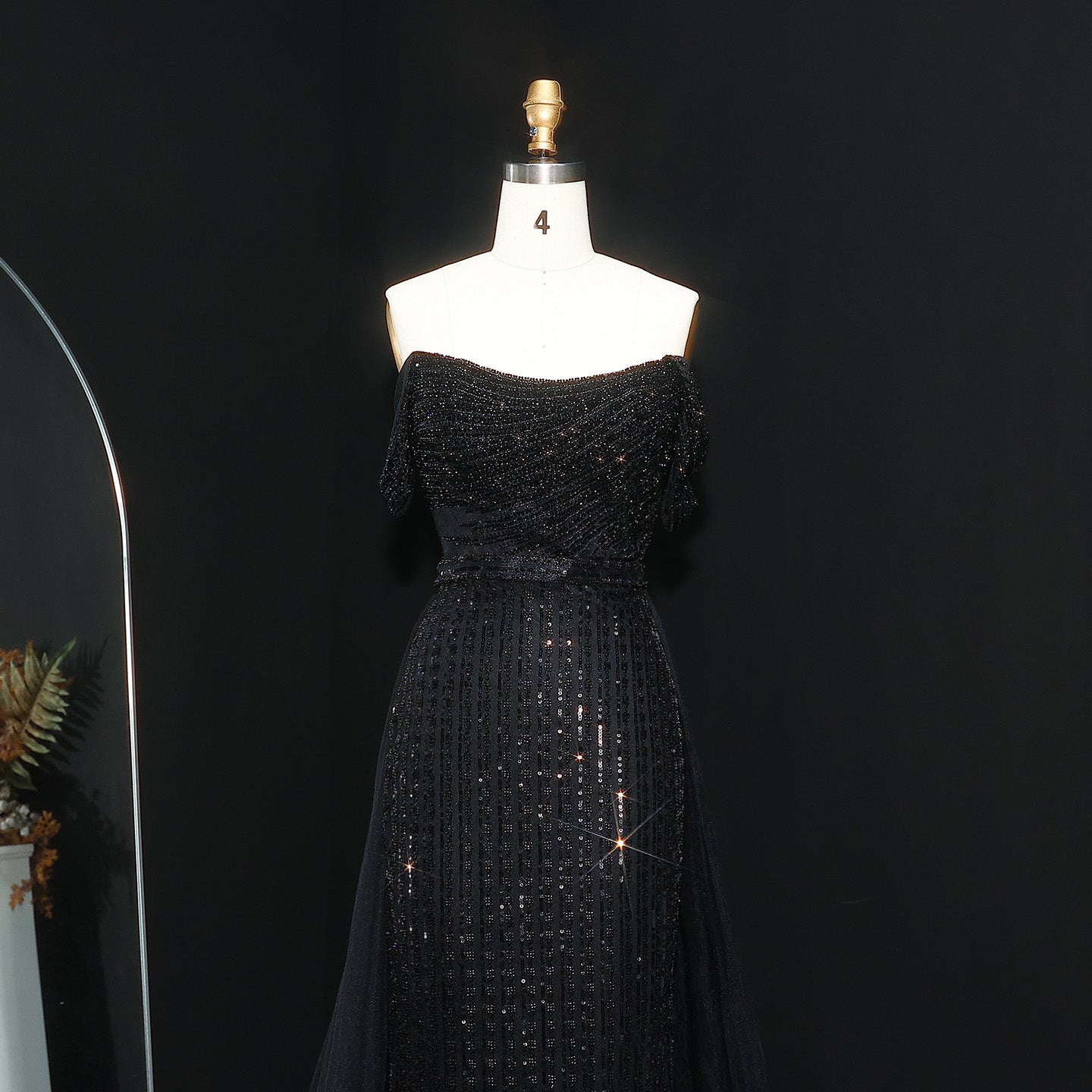 Luxury Beaded Purple Evening Dress with Overskirt SS137