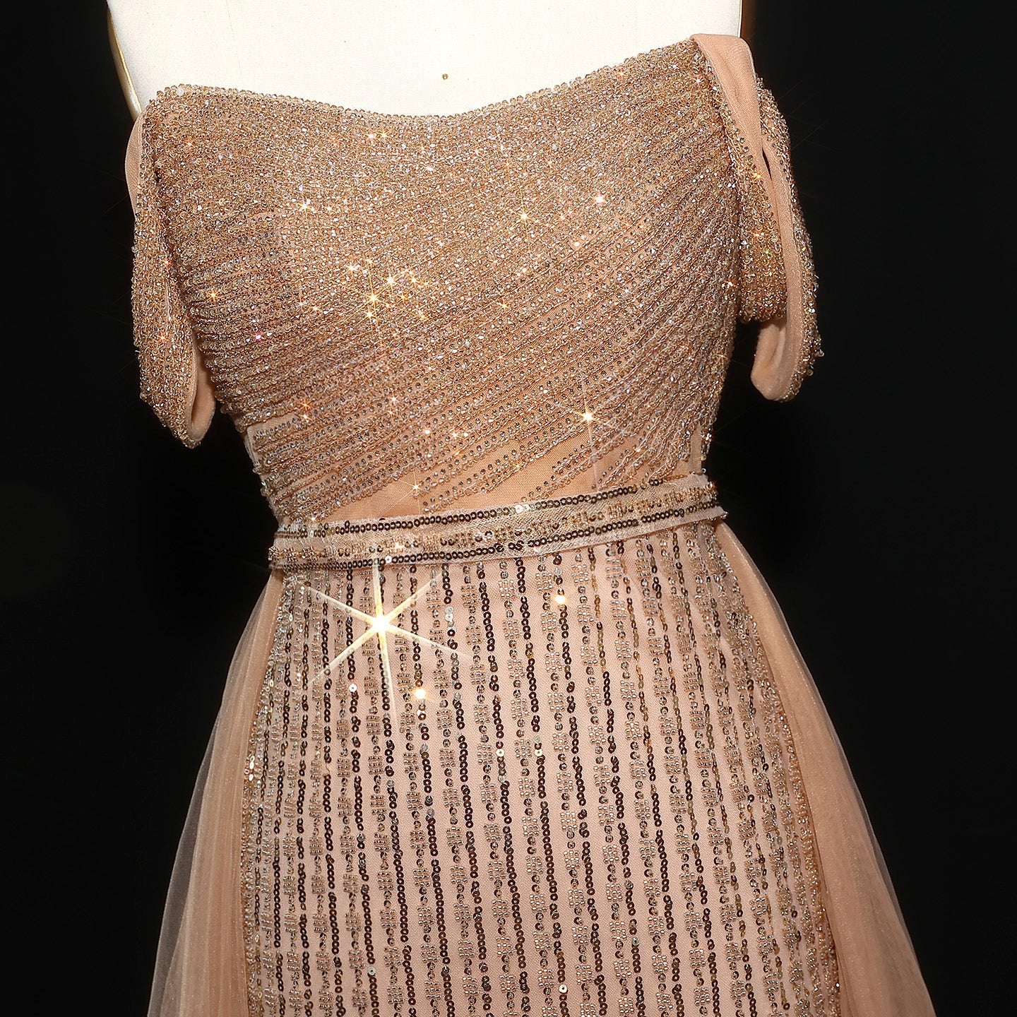 Luxury Beaded Purple Evening Dress with Overskirt SS137