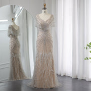 Luxury Feathers Mermaid Evening Dress SS210  Champagne / US 16