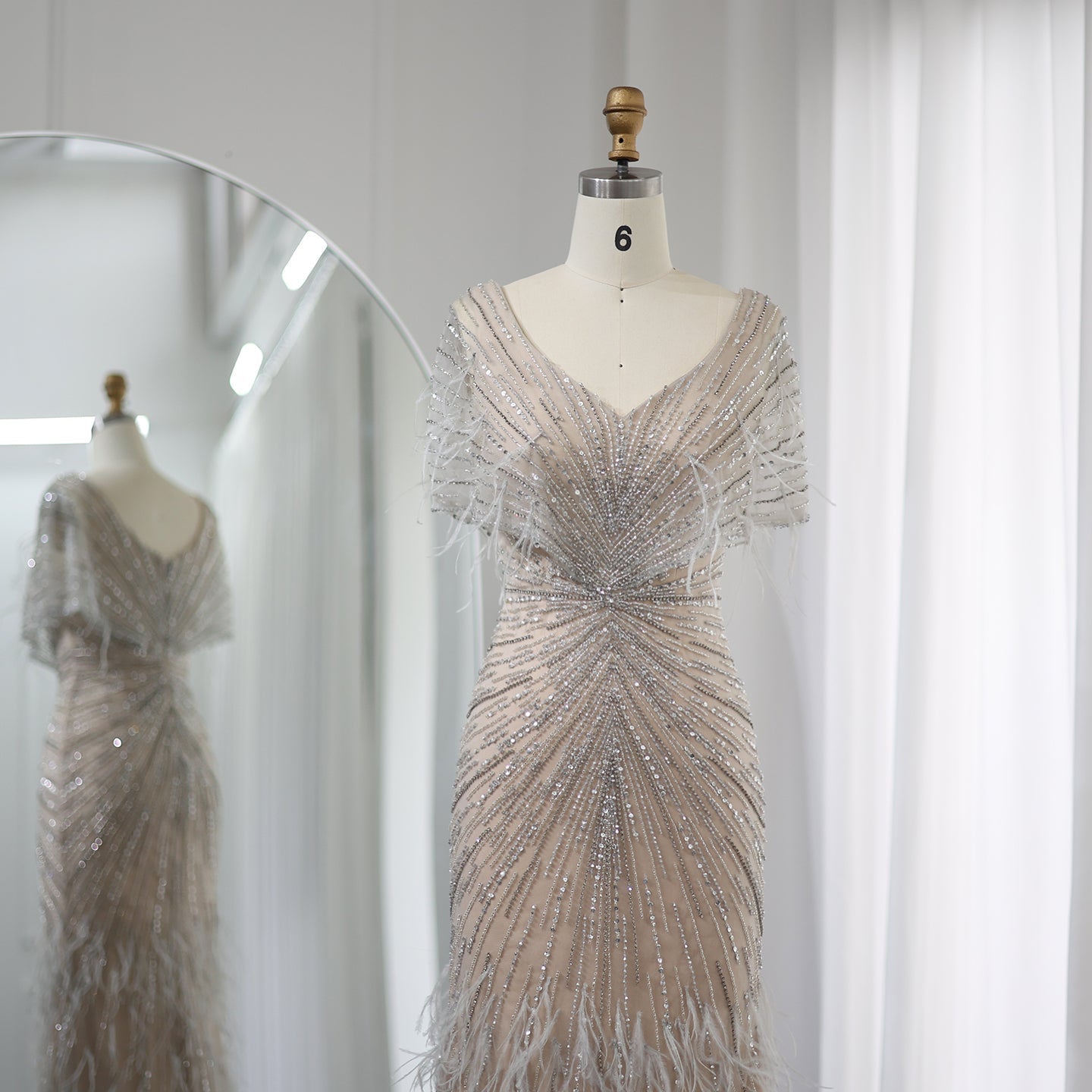 Luxury Feathers Mermaid Evening Dress SS210