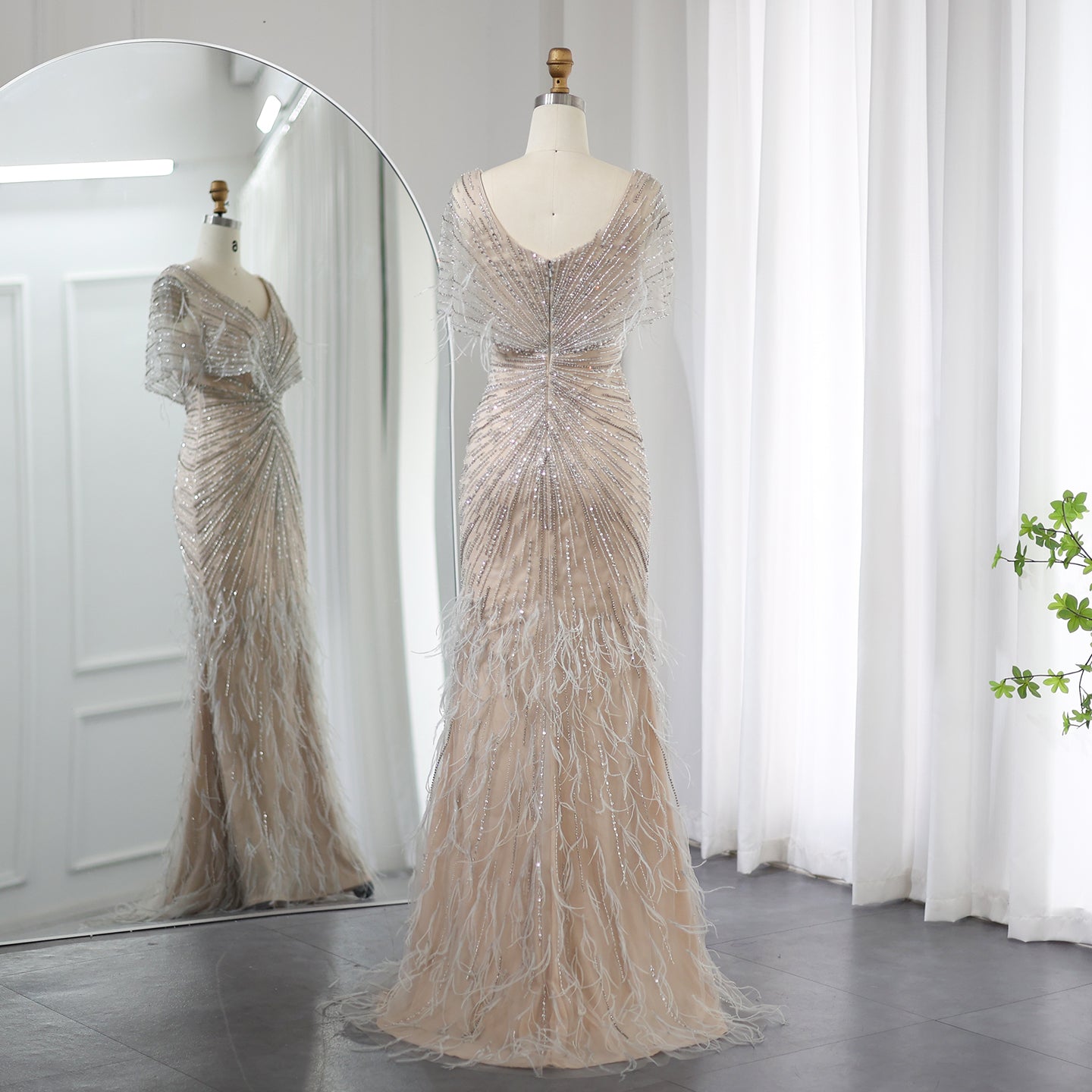 Luxury Feathers Mermaid Evening Dress SS210