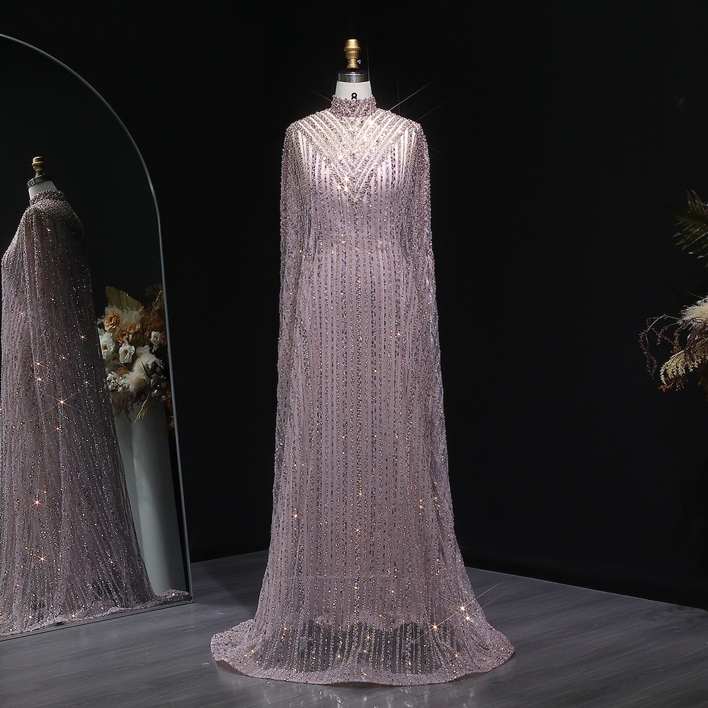 Luxury Dubai Kaftan Arabic 2 Pieces Evening Dress SS691  Pink / US 20