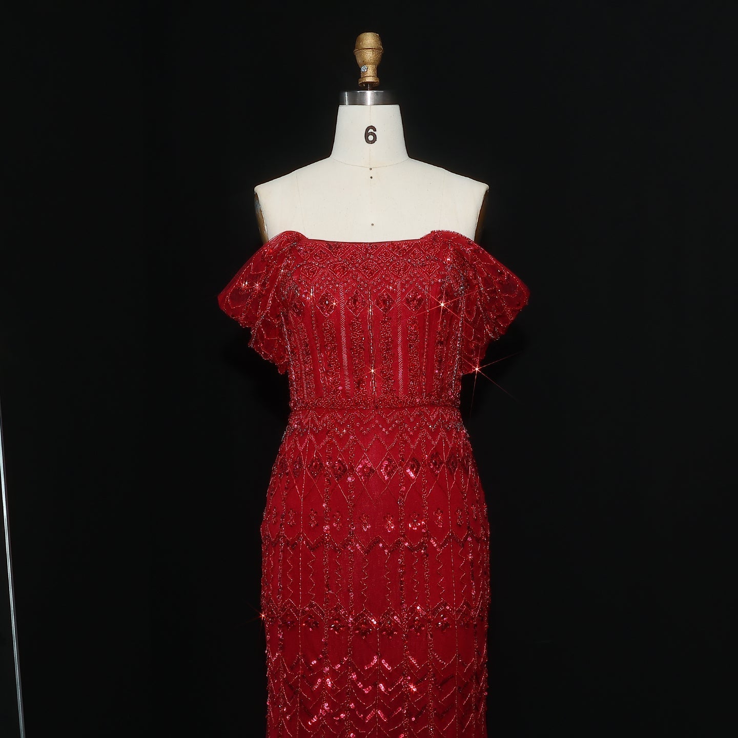 Luxury White Beaded Short Sleeves Evening Dress SS291